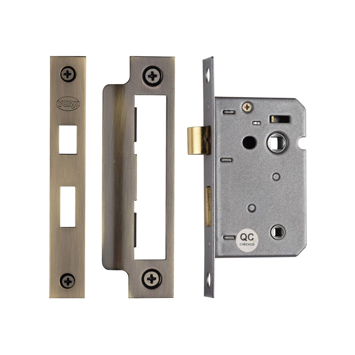 York Security Bathroom Lock 2 1/2 Antique Brass Finish