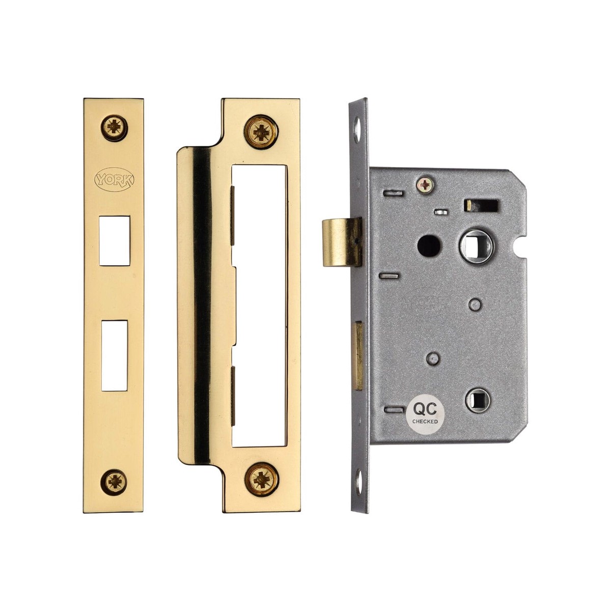 York Security Bathroom Lock 2 1/2 Polished Brass Finish