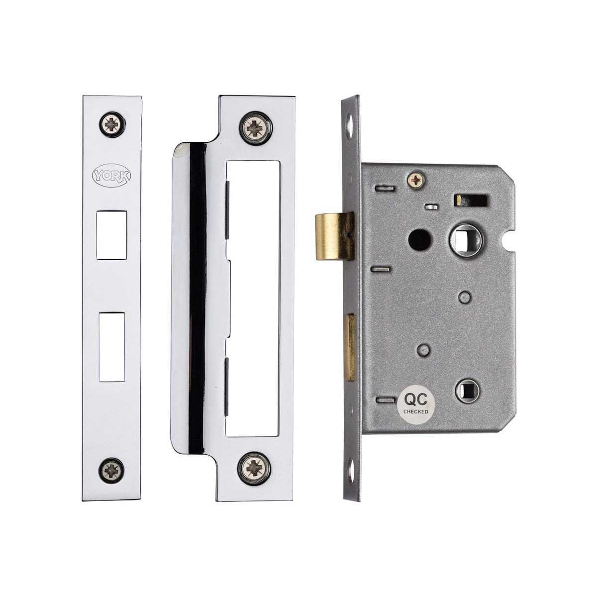 York Security Bathroom Lock 2 1/2 Polished Chrome/Nickel Finish