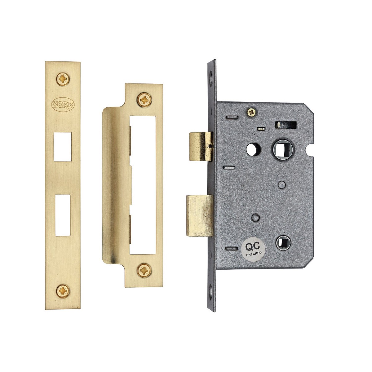 York Security Bathroom Lock 2 1/2 Satin Brass Finish
