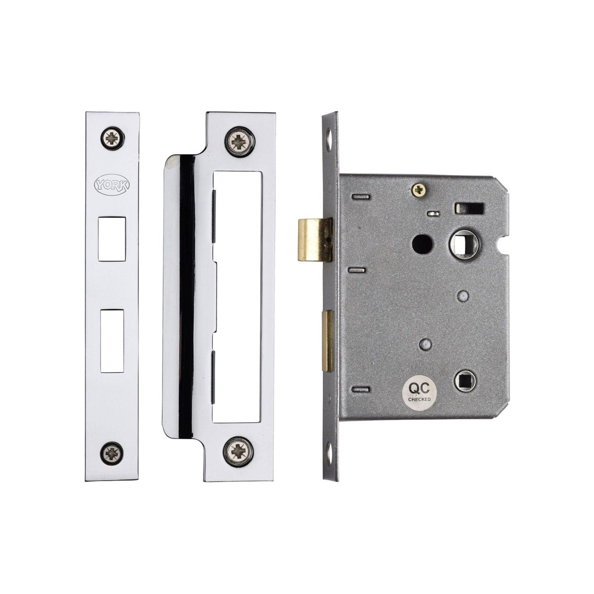 York Security Bathroom Lock 3 Polished Chrome & Polished Nickel