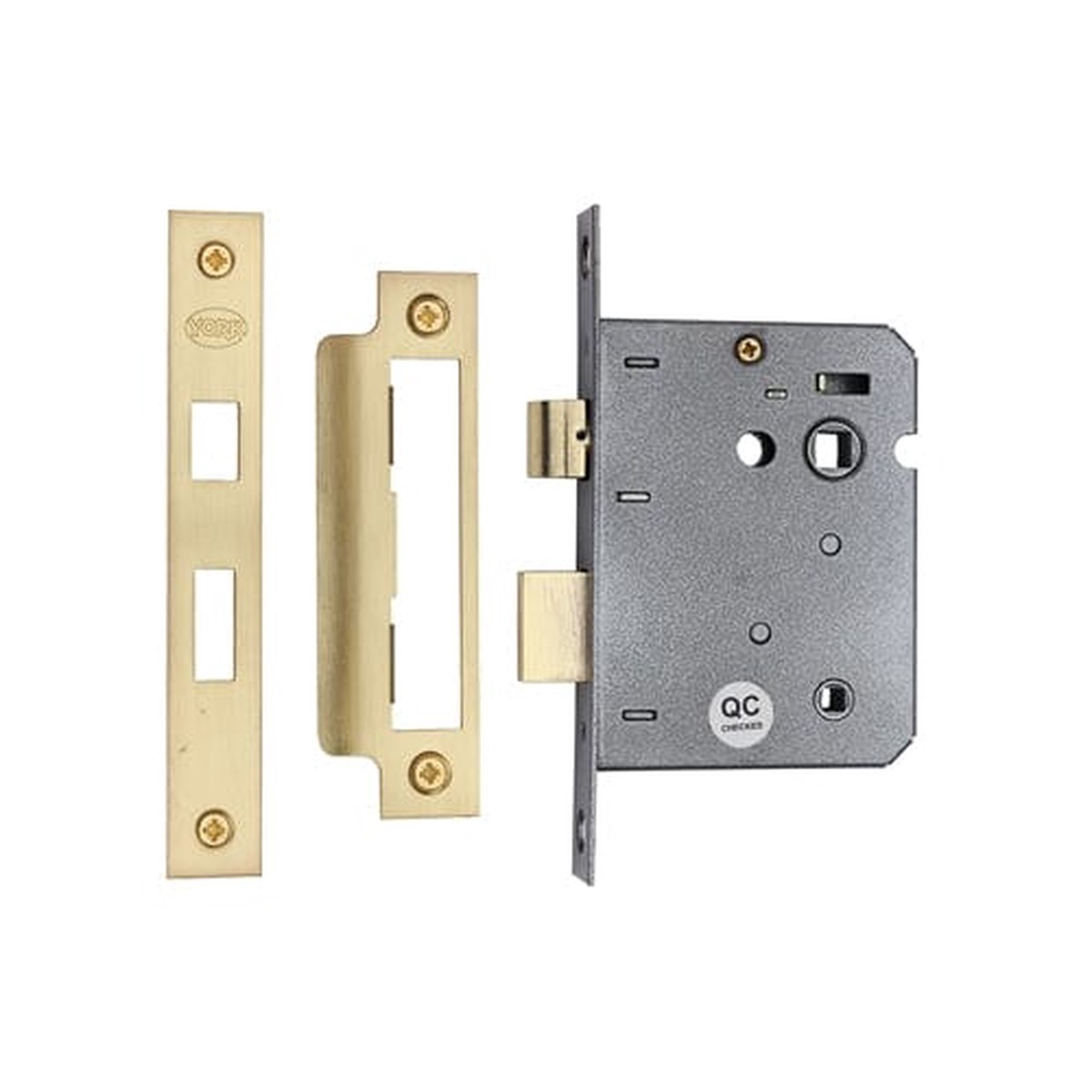 York Security Bathroom Lock 3 Satin Brass Finish
