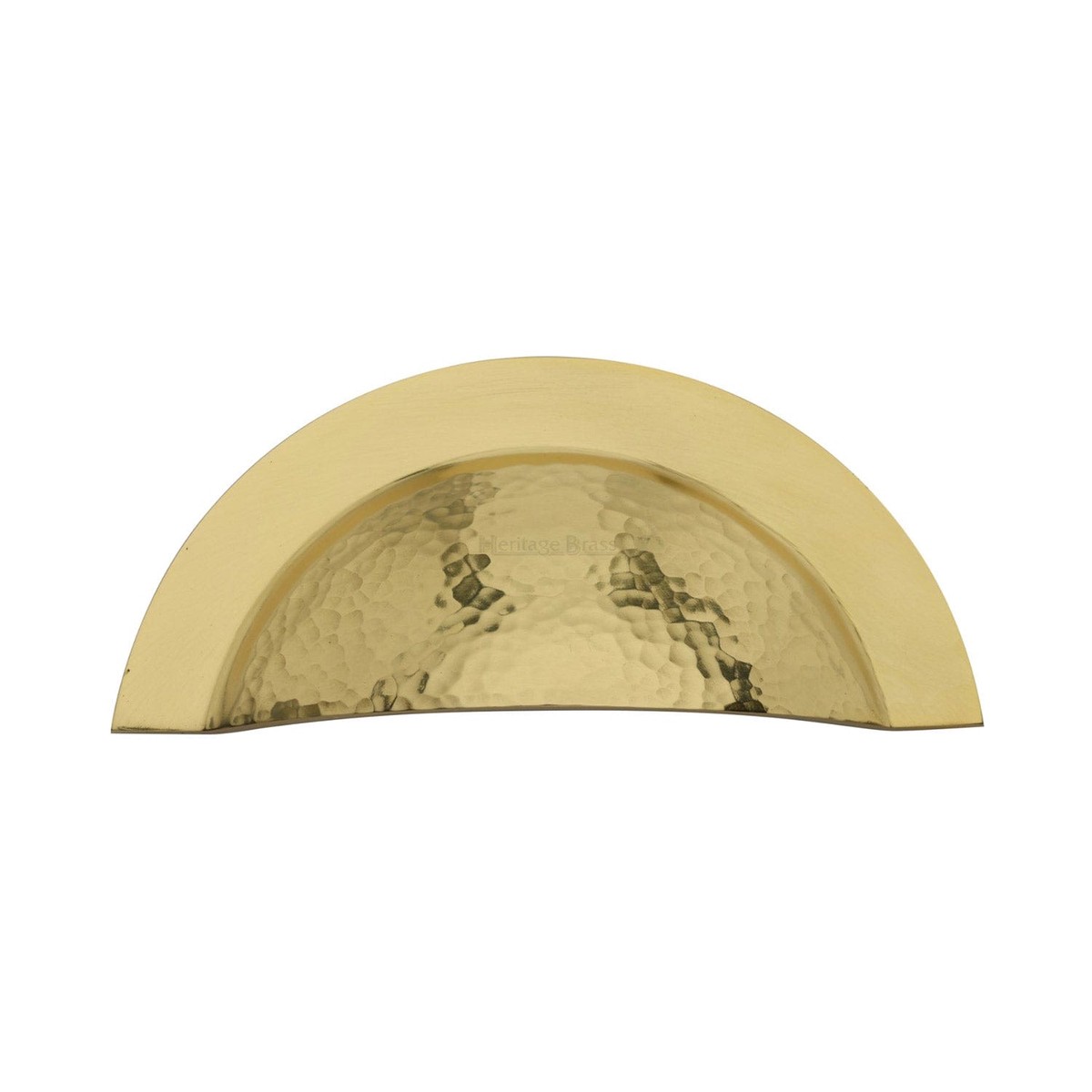 Heritage Brass Drawer Cup Pull Crescent Hammered Design Polished Brass Finish