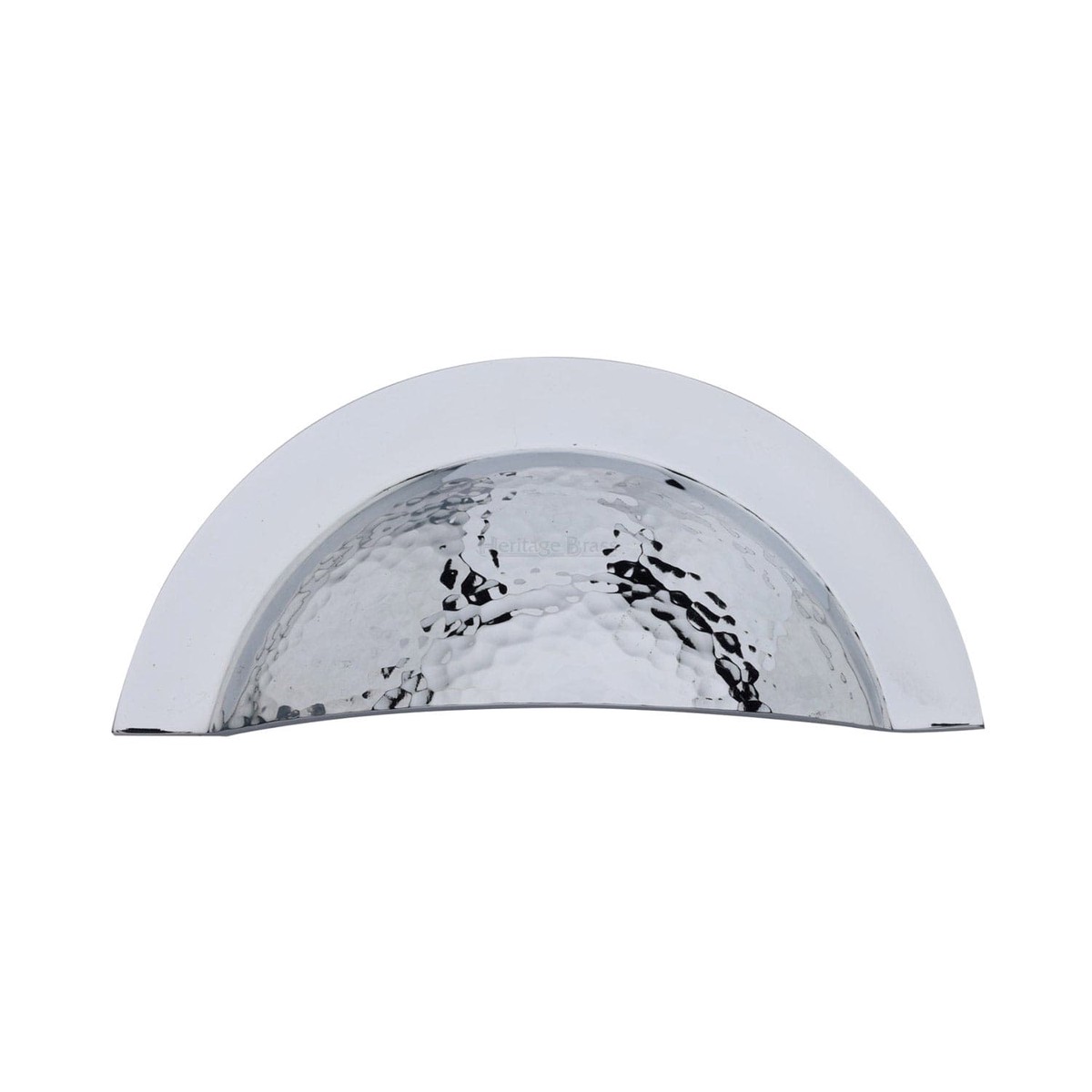 Heritage Brass Drawer Cup Pull Crescent Hammered Design Polished Chrome Finish