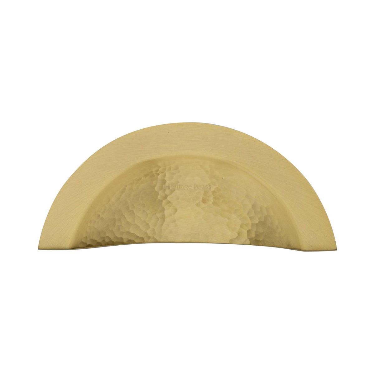 Heritage Brass Drawer Cup Pull Crescent Hammered Design Satin Brass Finish