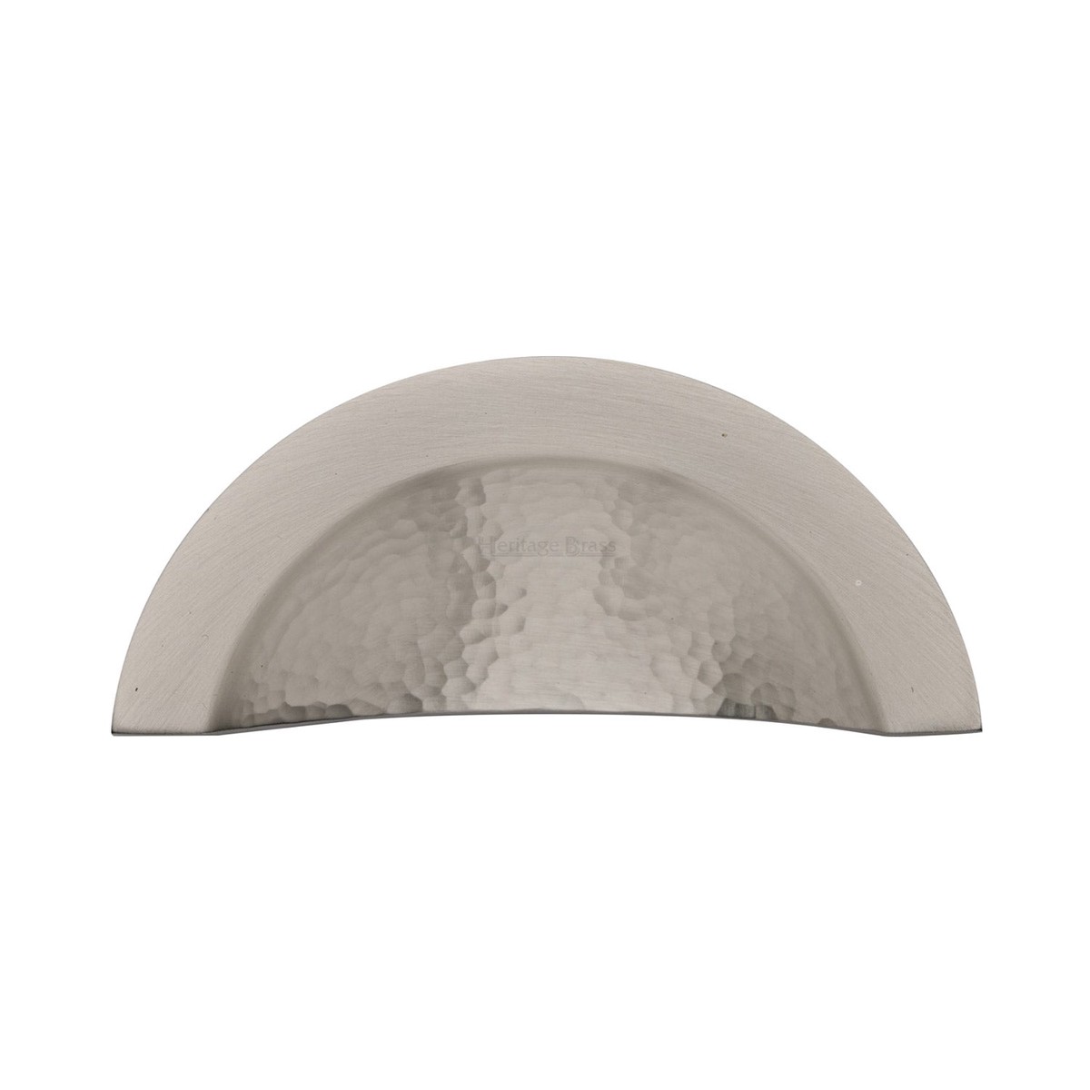 Heritage Brass Drawer Cup Pull Crescent Hammered Design Satin Nickel Finish