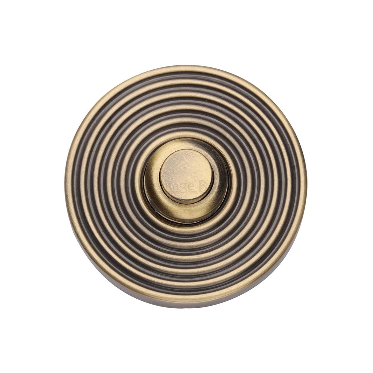 Heritage Brass Reeded Bell Push Antique Brass Finish