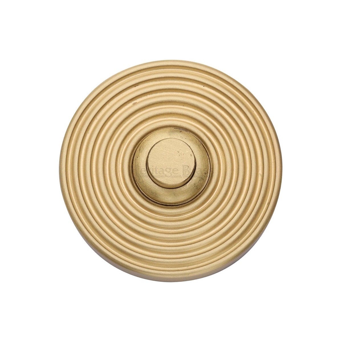 Heritage Brass Reeded Bell Push Satin Brass Finish