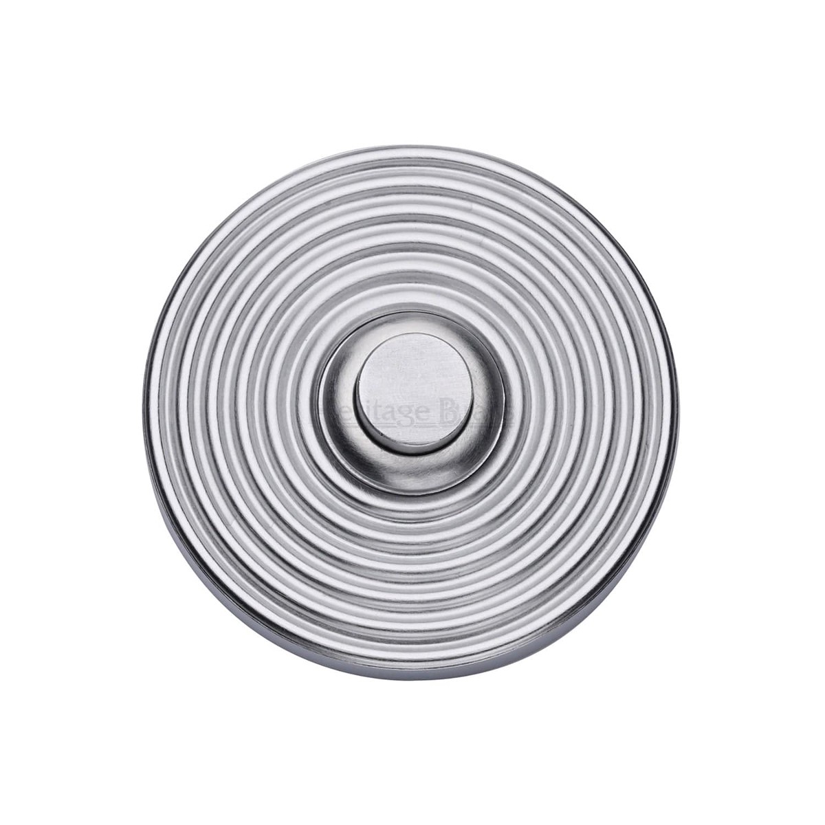 Heritage Brass Reeded Bell Push Satin Chrome Finish