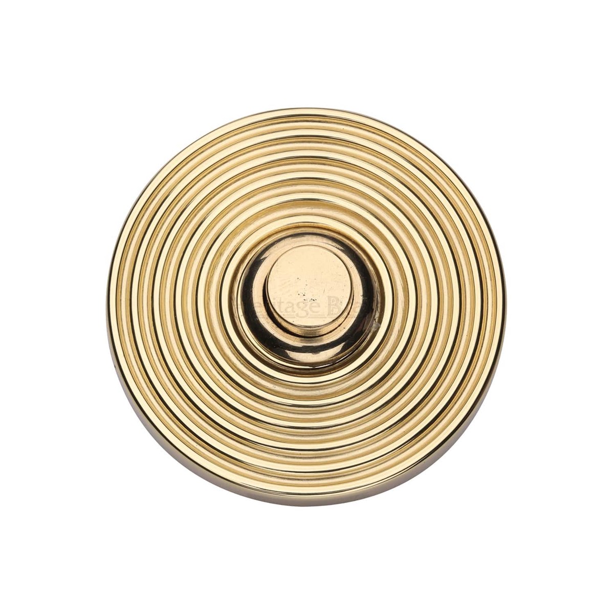 Heritage Brass Reeded Bell Push Unlacquered Brass finish