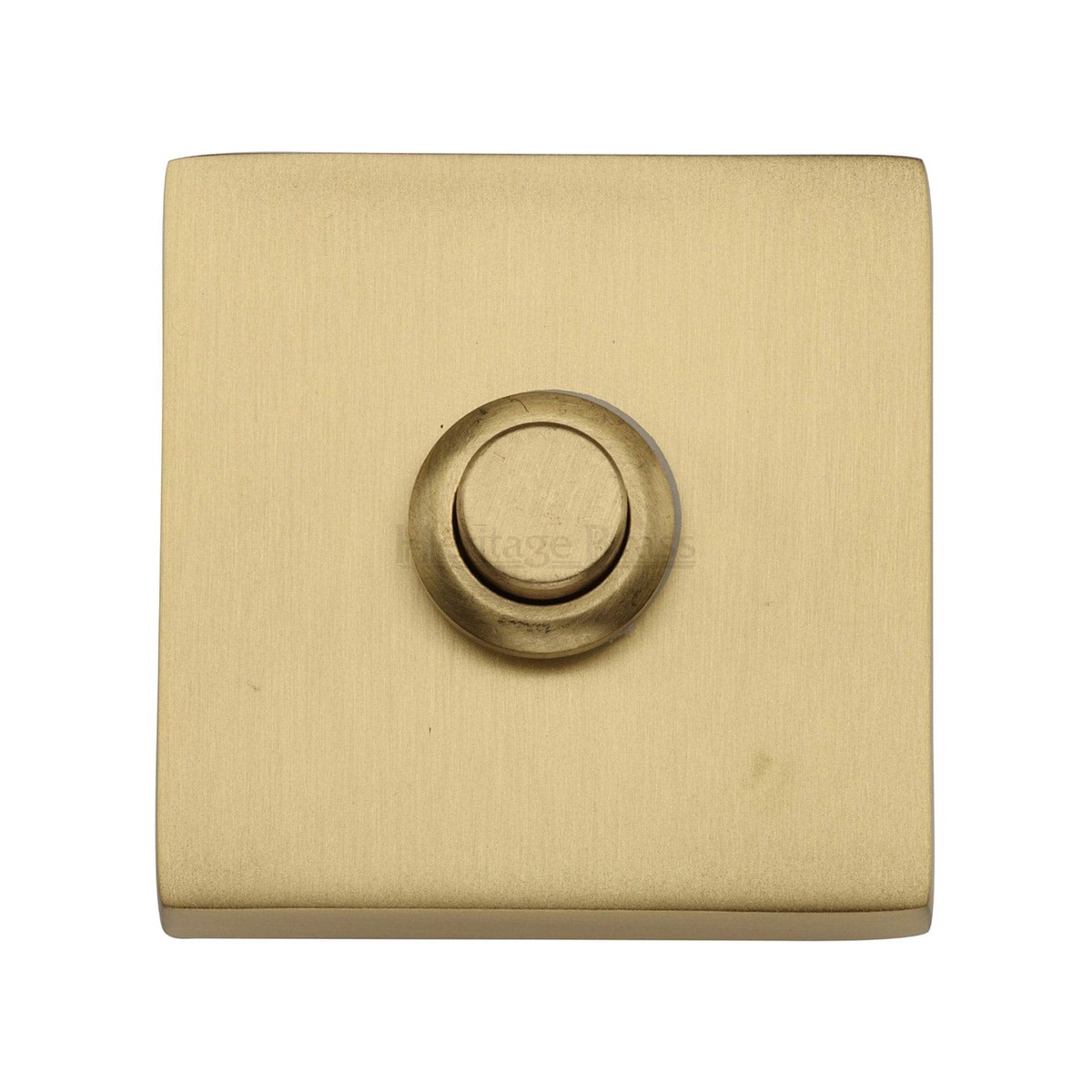 Heritage Brass Square Bell Push Satin Brass Finish