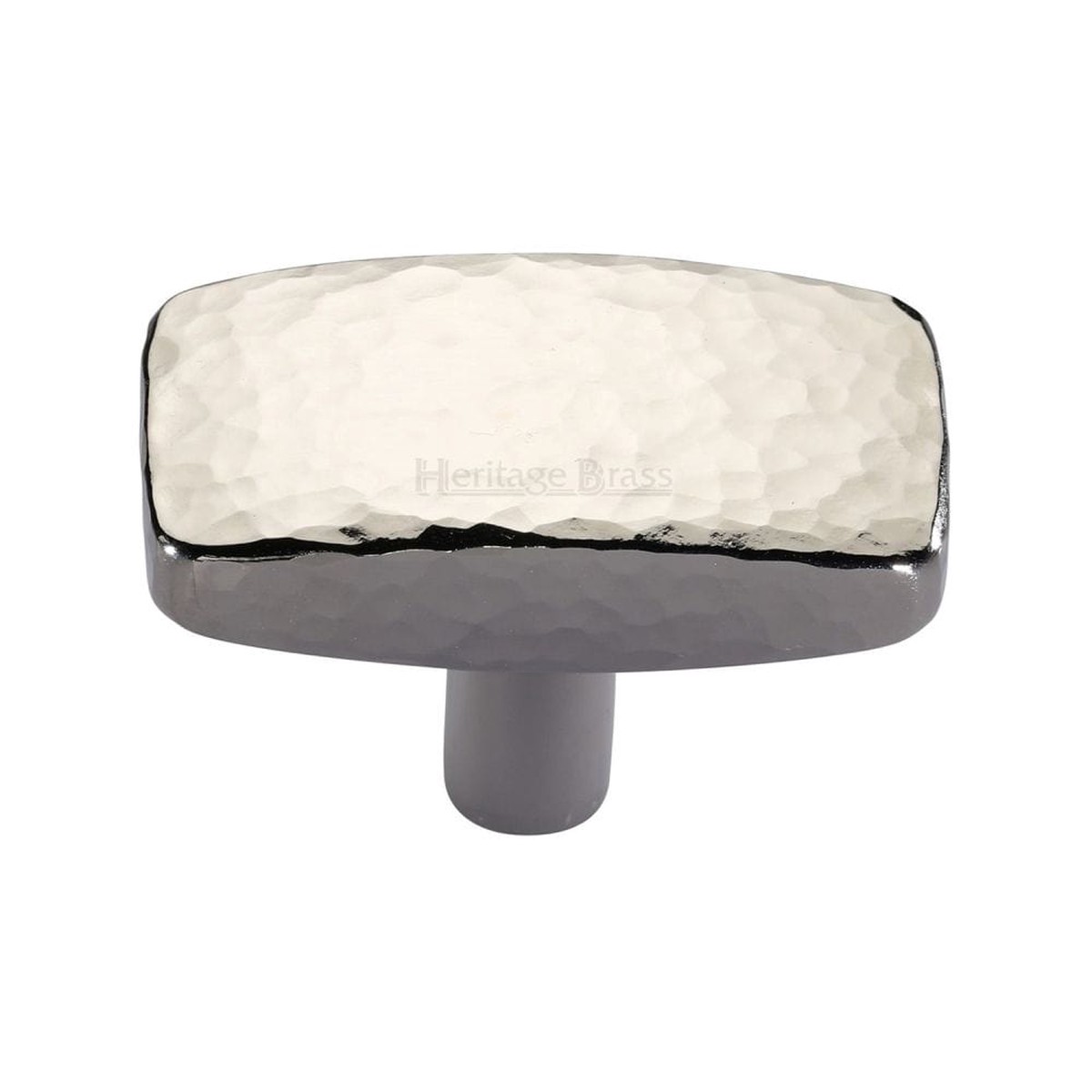 Heritage Brass Cabinet Knob Rectangular Hammered Design 47mm Polished Nickel Finish