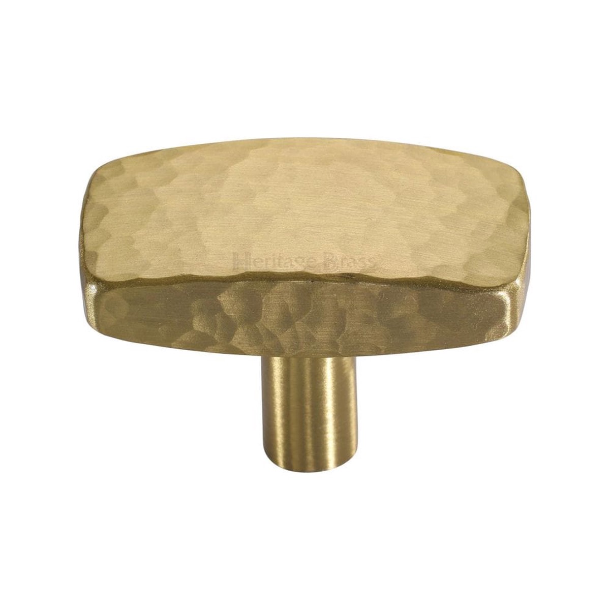 Heritage Brass Cabinet Knob Rectangular Hammered Design 47mm Satin Brass Finish