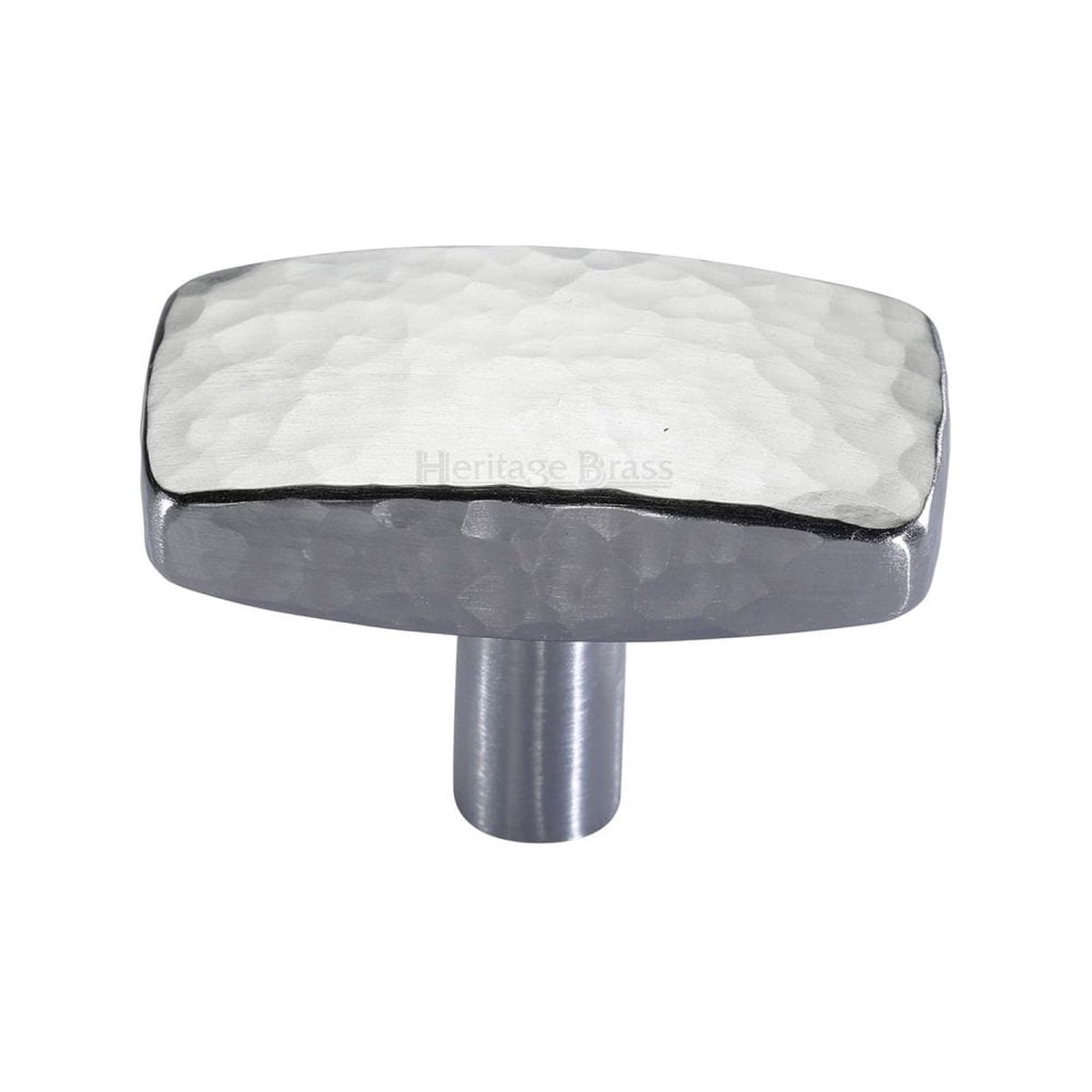 Heritage Brass Cabinet Knob Rectangular Hammered Design 47mm Satin Chrome Finish