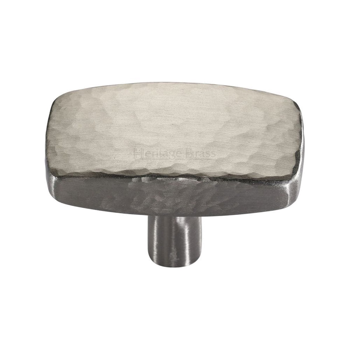 Heritage Brass Cabinet Knob Rectangular Hammered Design 47mm Satin Nickel Finish
