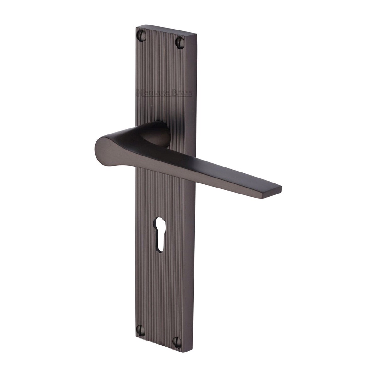 Heritage Brass Gio Reeded Lever Lock Matt Bronze Finish