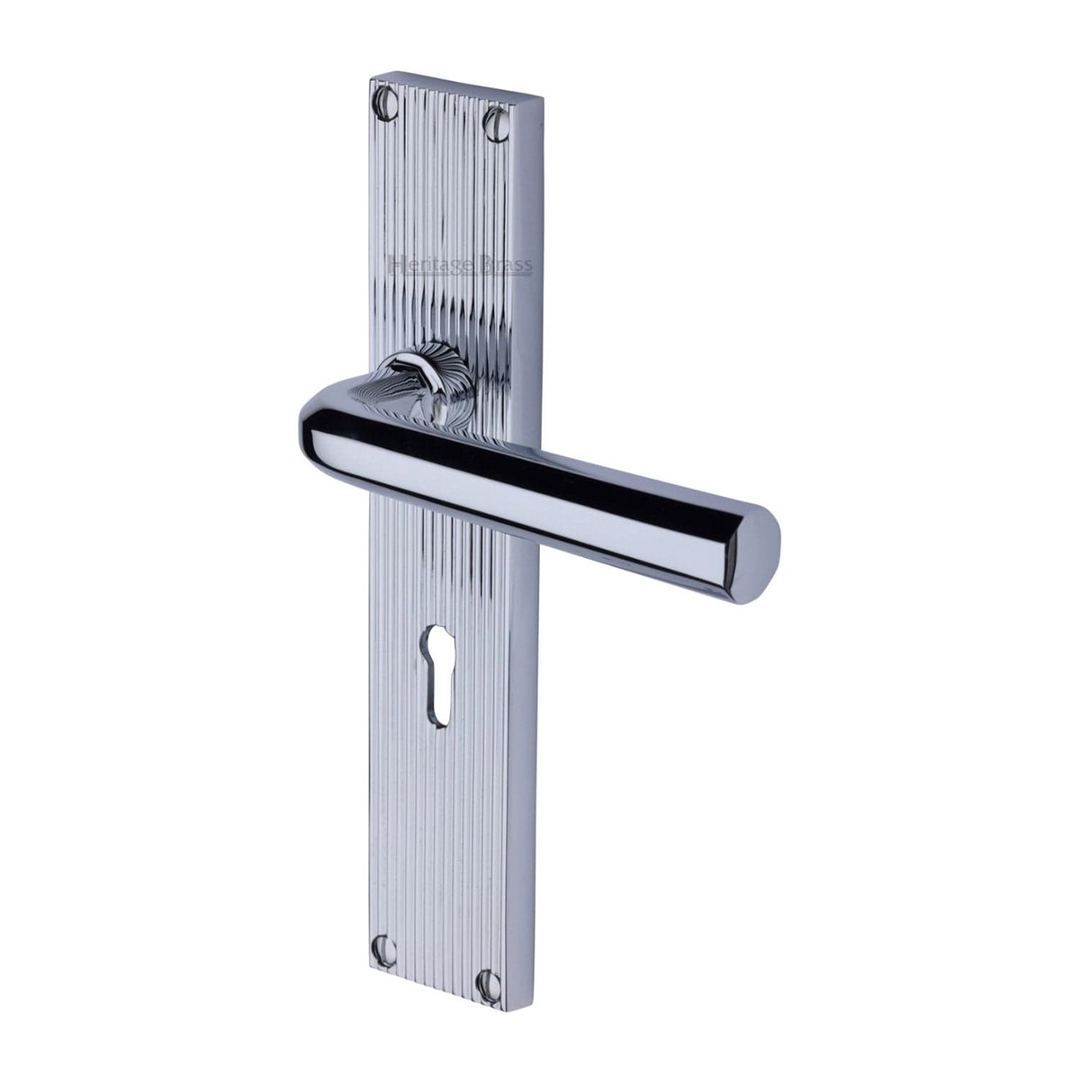 Heritage Brass Octave Reeded Lever Lock Polished Chrome Finish