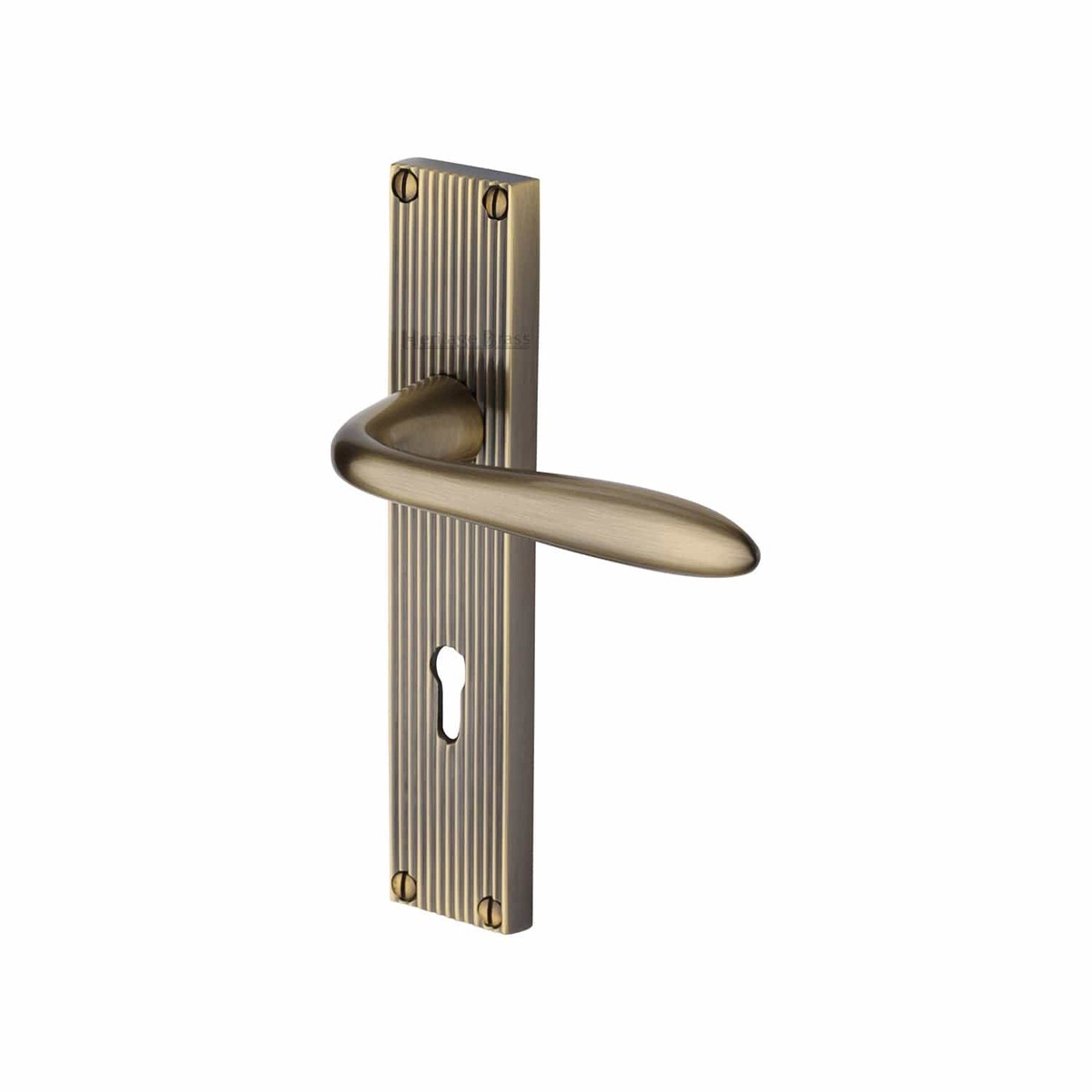 Heritage Brass Sutton Reeded Lever Lock Antique Brass Finish