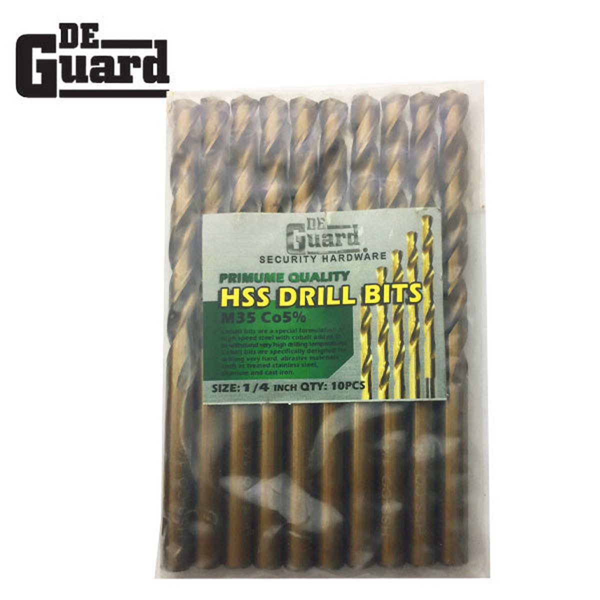 HSS Drill Bit x 10 Fully Ground 1/4" 5% Cobalt M35