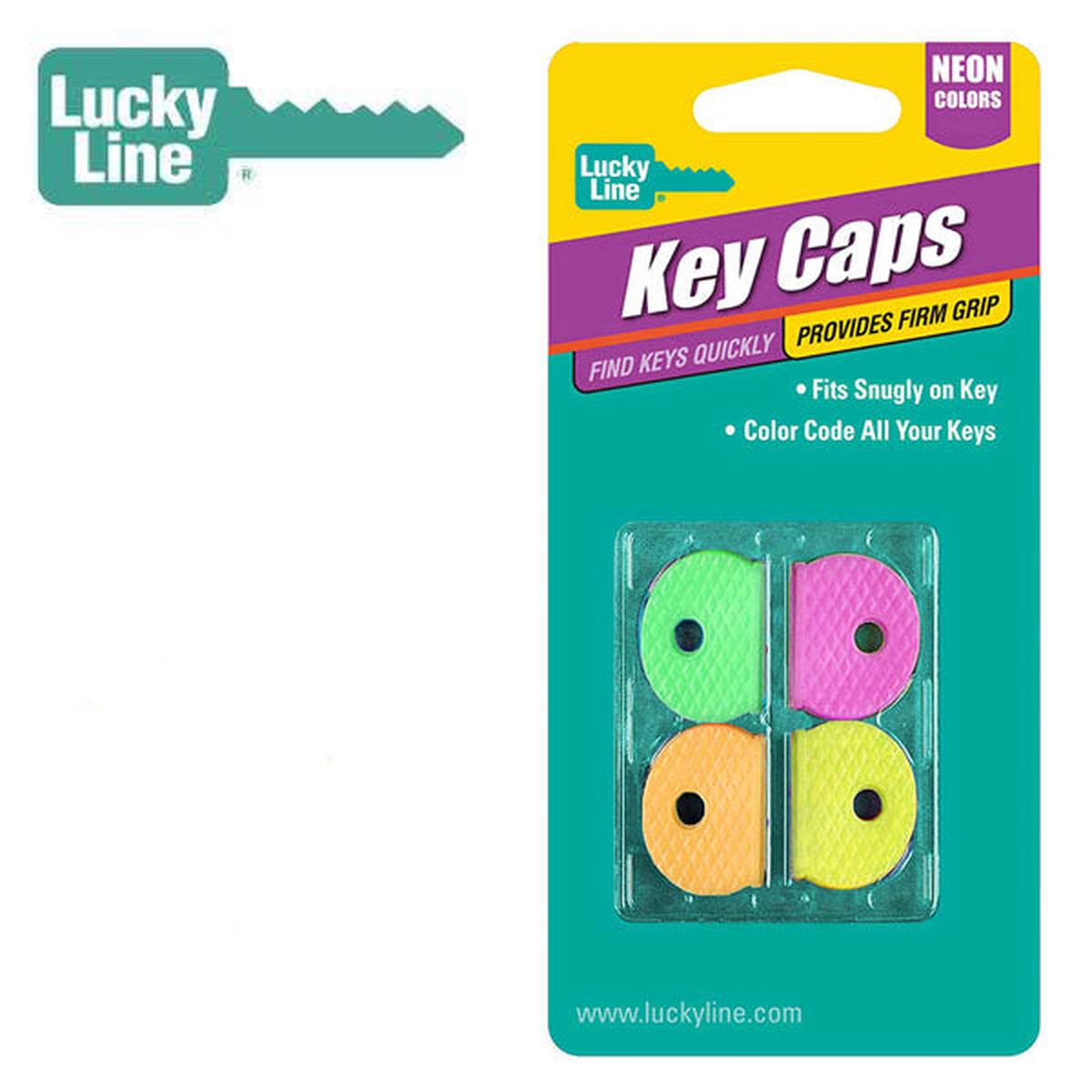 LuckyLine - 16506 - Key Cap - Standard - Assorted Neon - 4 Pack