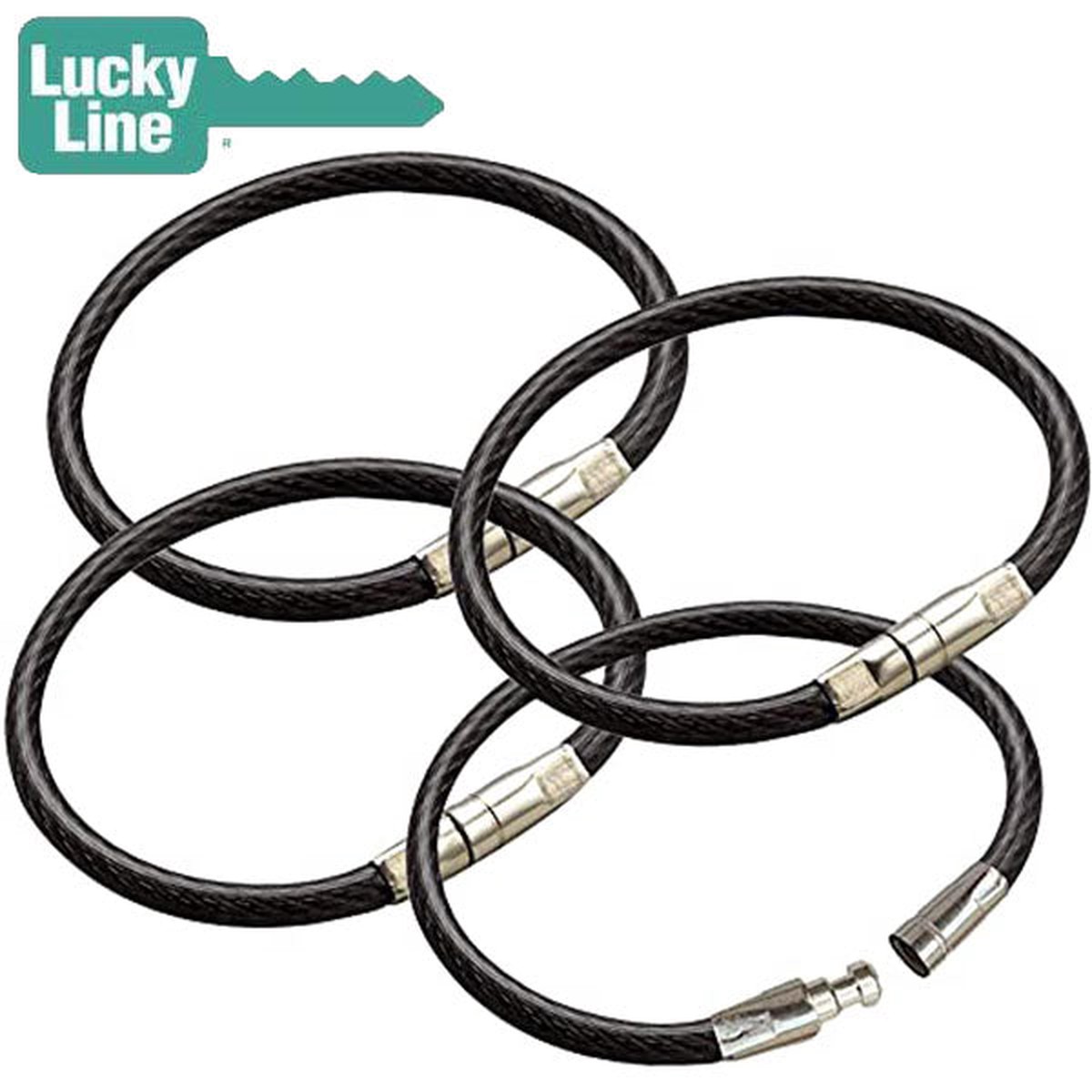 LuckyLine - 80820 - 4-1/4" Locking Cable Key Ring - Black - 25 Pack
