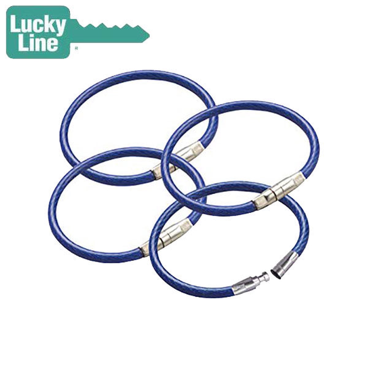LuckyLine - 80830 - 4-1/4" Locking Cable Key Ring - Blue - 25 Pack