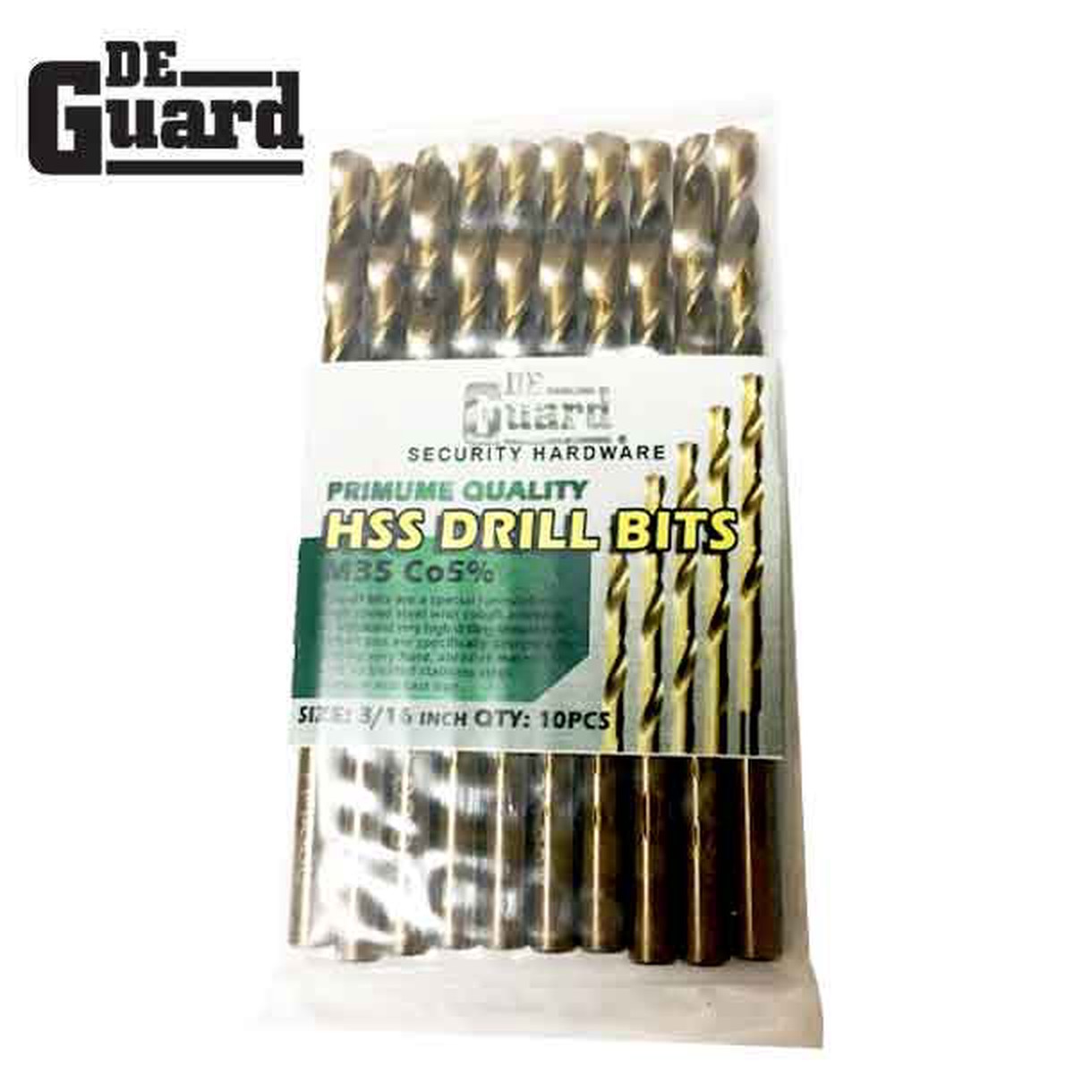 HSS Drill Bit x 10 Fully Ground 3/16" 5% Cobalt M35