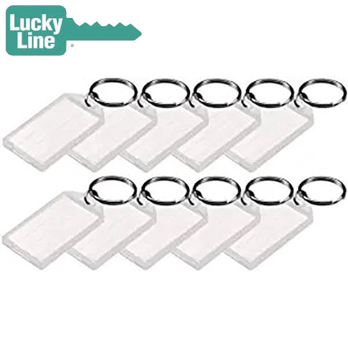 LuckyLine - 6051010 - Key Tag with Flap & Split Ring - Clear - 10 Pack