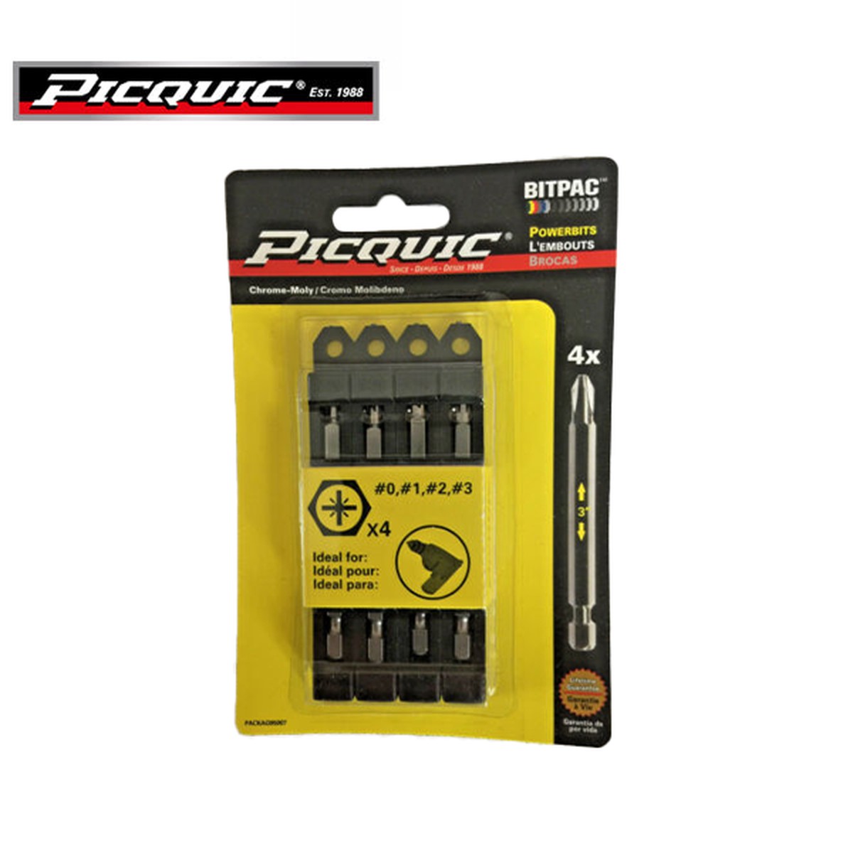 PICQUIC - Bitpac 95007 - Pozidriv - 0, 1, 2, 3
