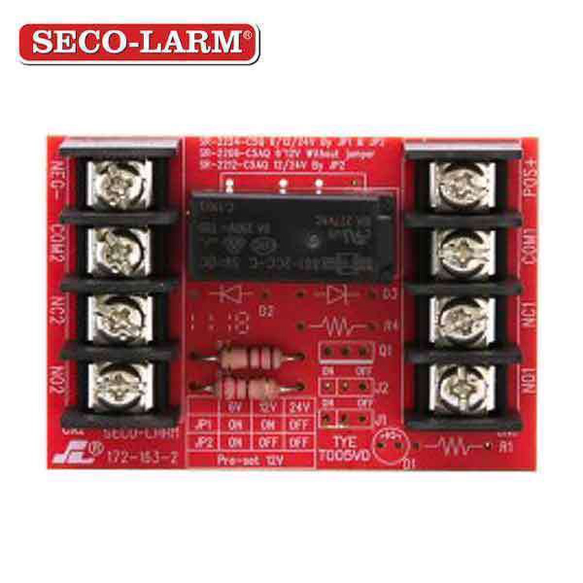Seco-Larm - Relay Modules - 12/24VDC Trigger Voltage - One 5A Form C DPDT Relay