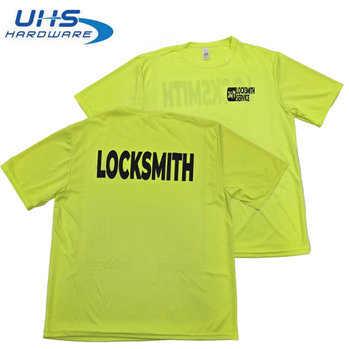 T-shirt - 24/7 Locksmith Service - Optional Sizes - Fluorescent Yellow