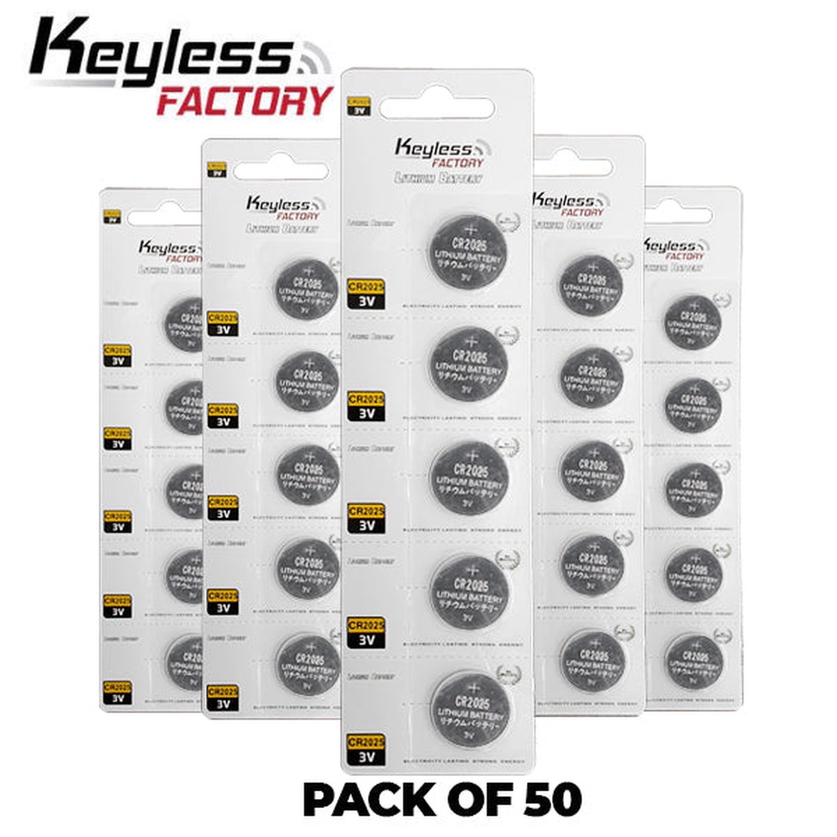 KeylessFactory - CR2025 - 3V Lithium Battery (50-Pack)