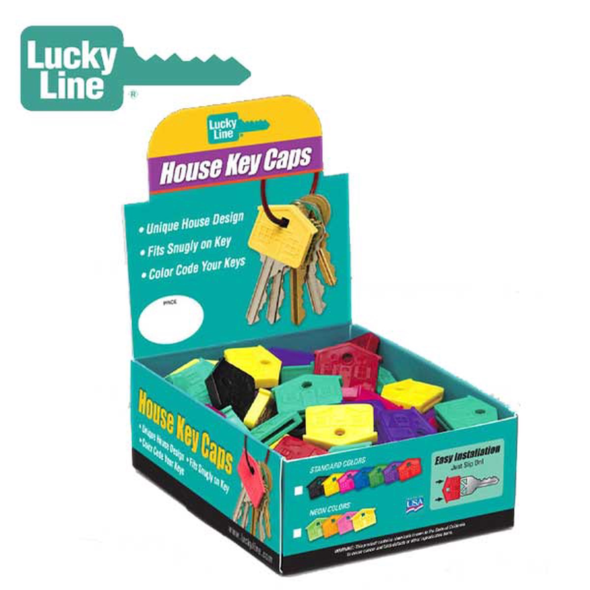 LuckyLine - 16200 - House Key Caps - Assorted - 100 Pack
