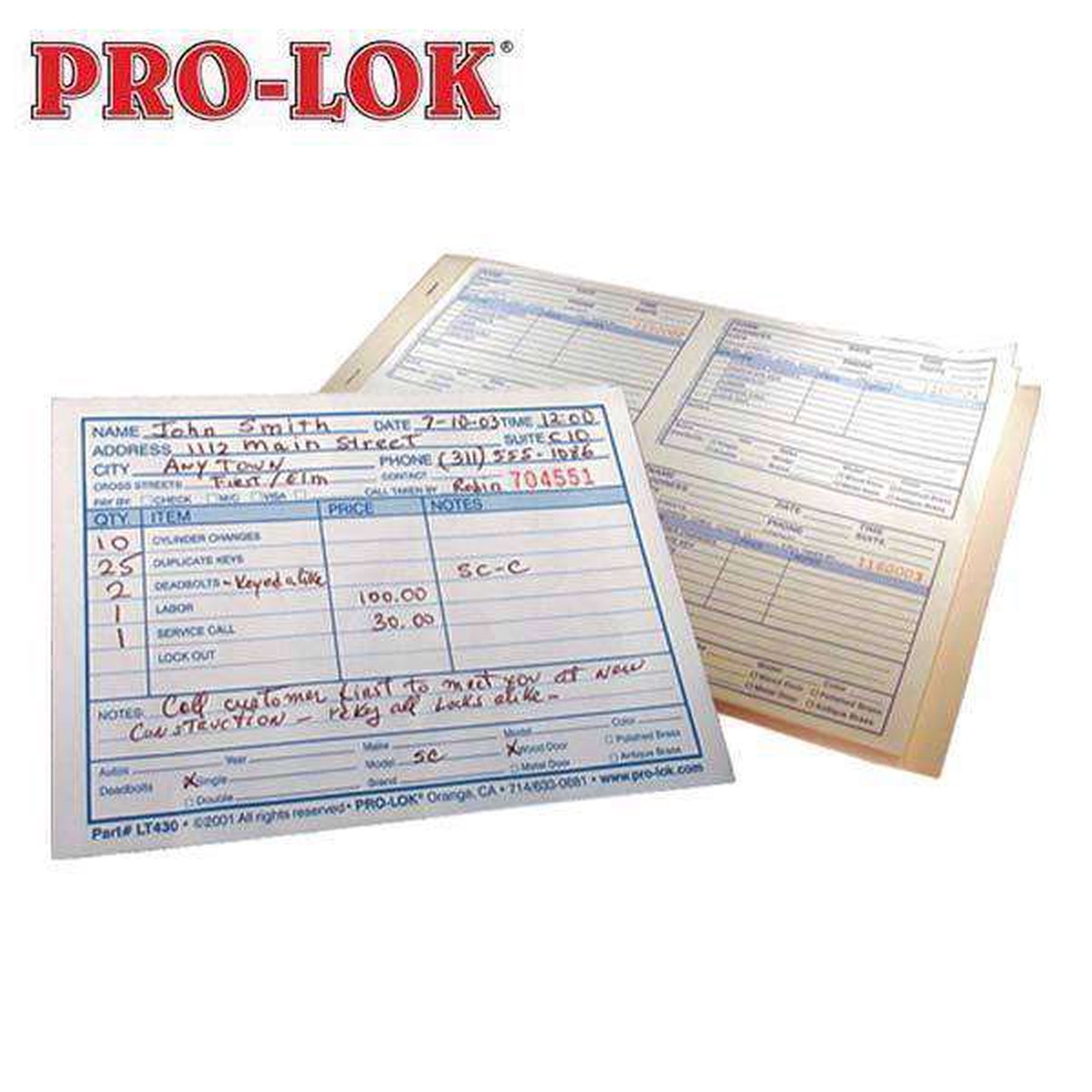 Pro-Lok - LT430 - Service Call Dispatch Book