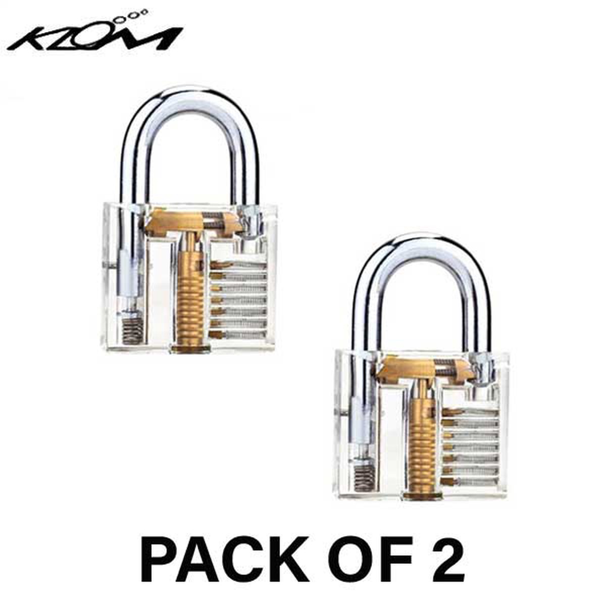 2 x KLOM Transparent Visible Padlock Practice Lock (Bundle of 2)