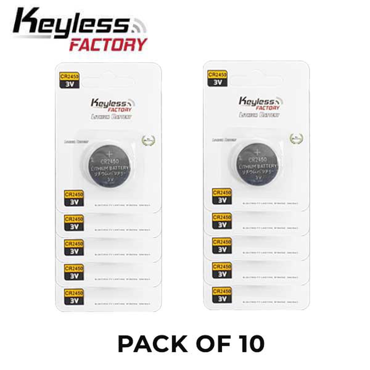 KeylessFactory - CR2450 - 3V Lithium Battery (10-Pack)