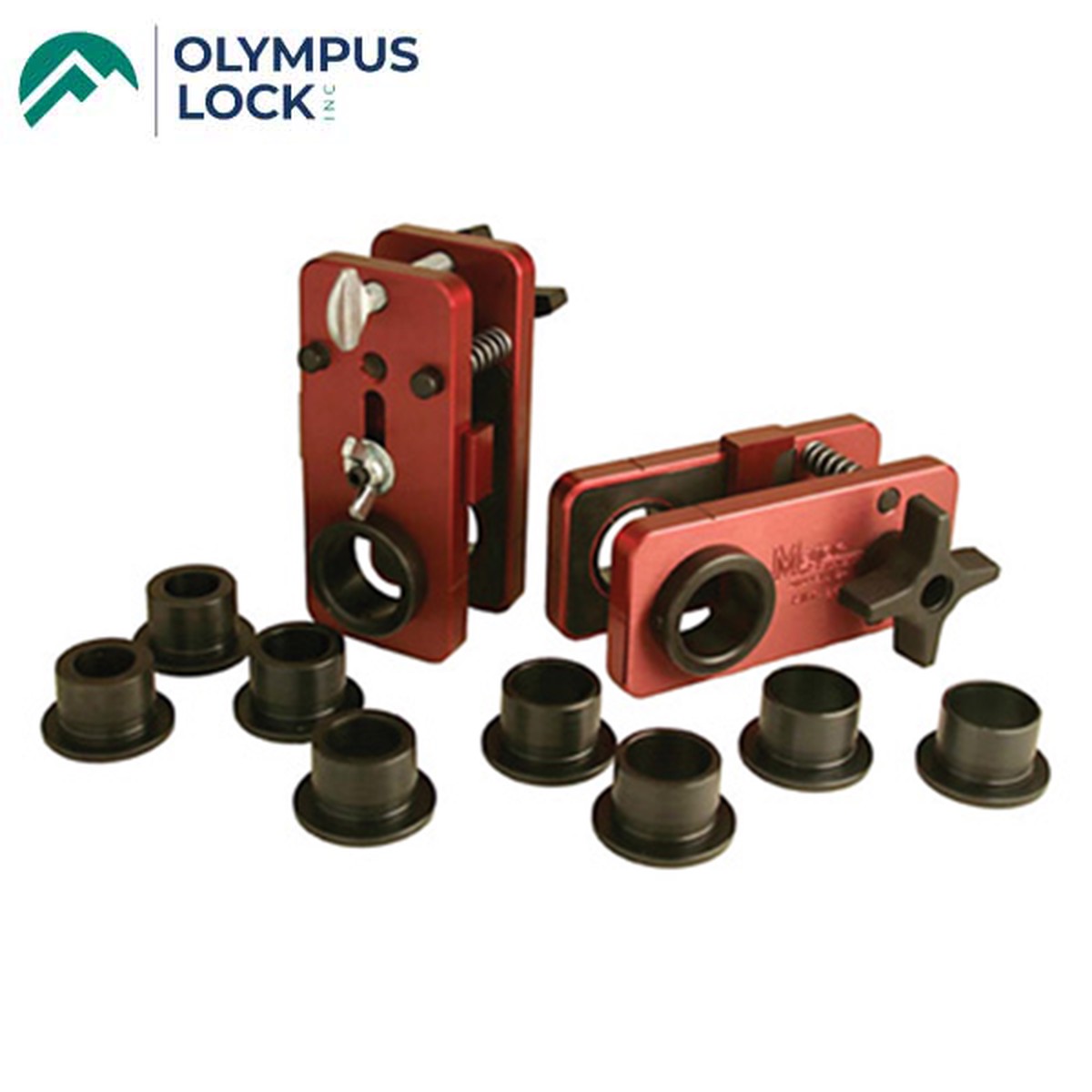 Olympus - HIT-25 - Cabinet Lock Drill Guide - Adjustable Stop - Adjustable Drill Bushing Sizes