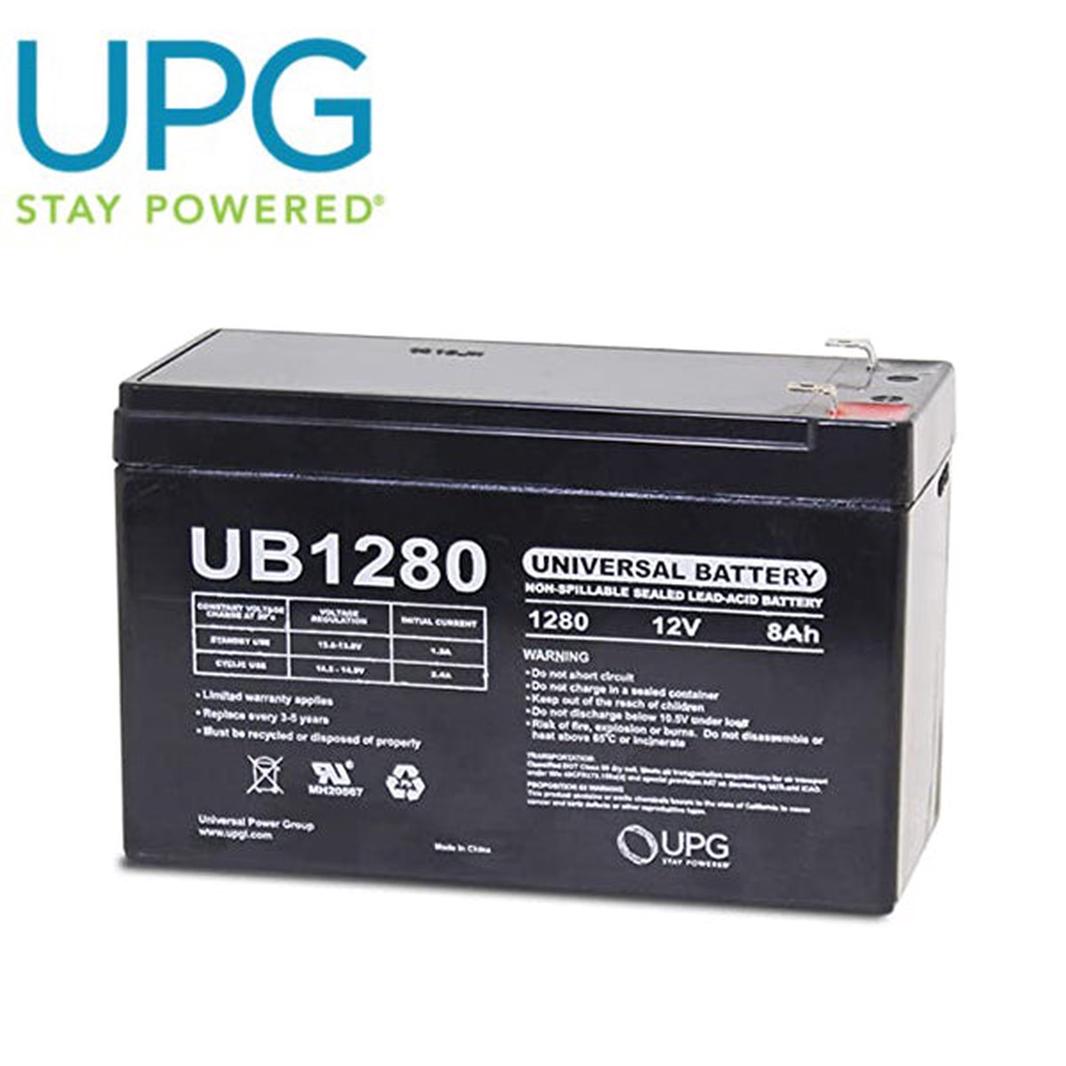 Universal Power Group - UB1280 - 12V Battery Backup 8.0 AH