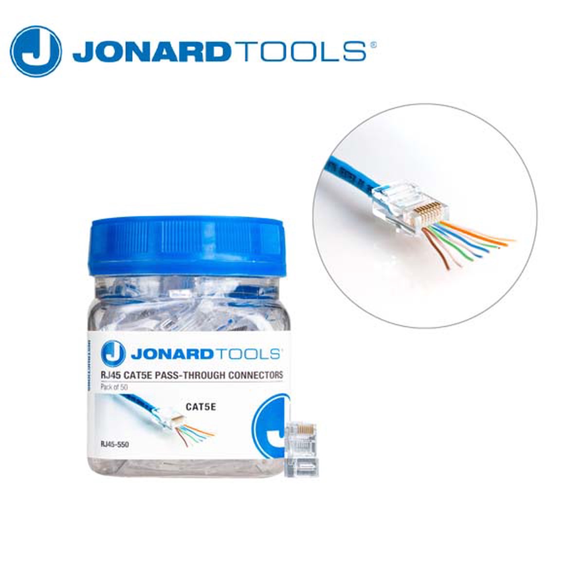 Jonard Tools - CAT5e RJ45 Pass-Through Connectors (Pack of 50)
