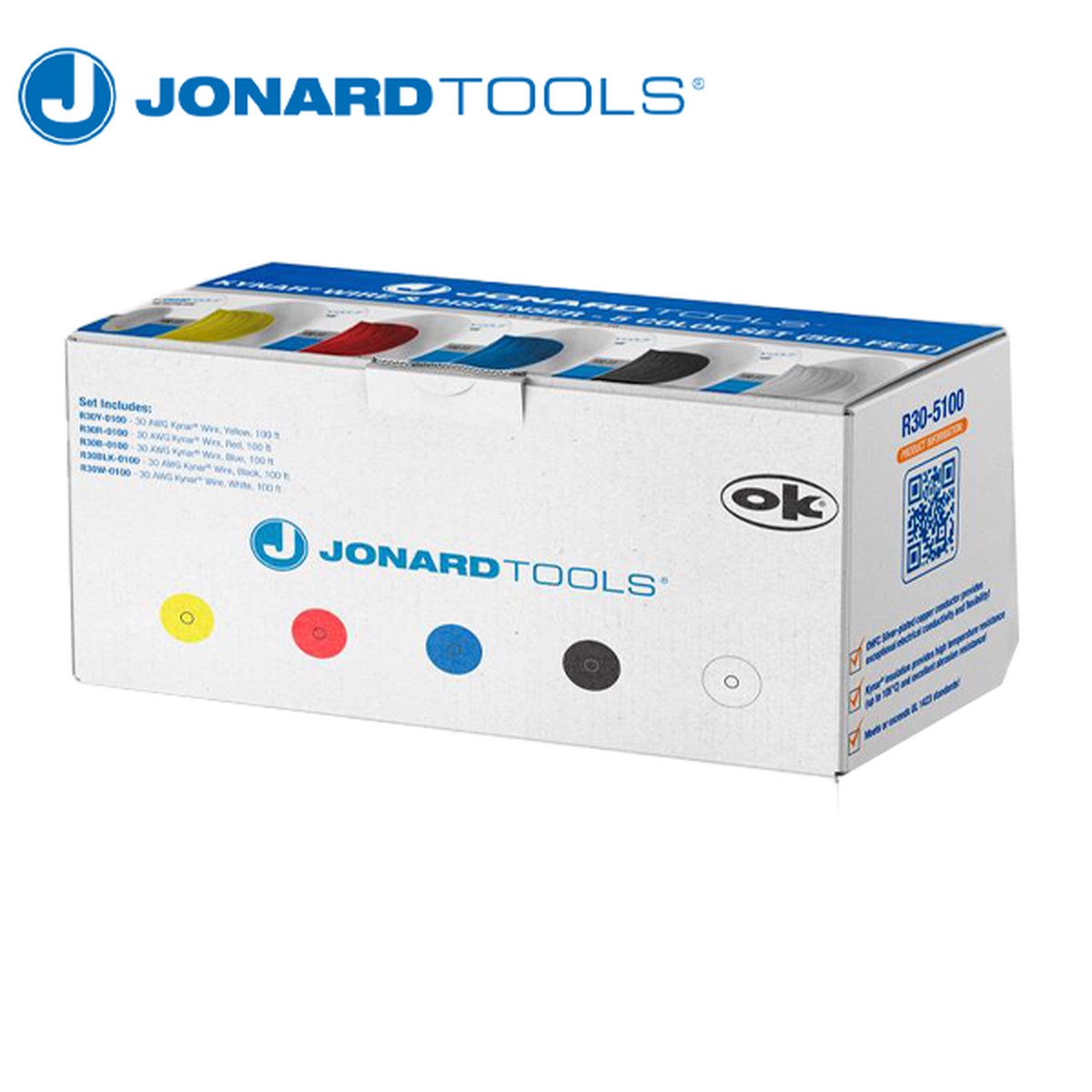 Jonard Tools - Kynar Wire & Dispenser Box - 5 Color Set (500 ft)