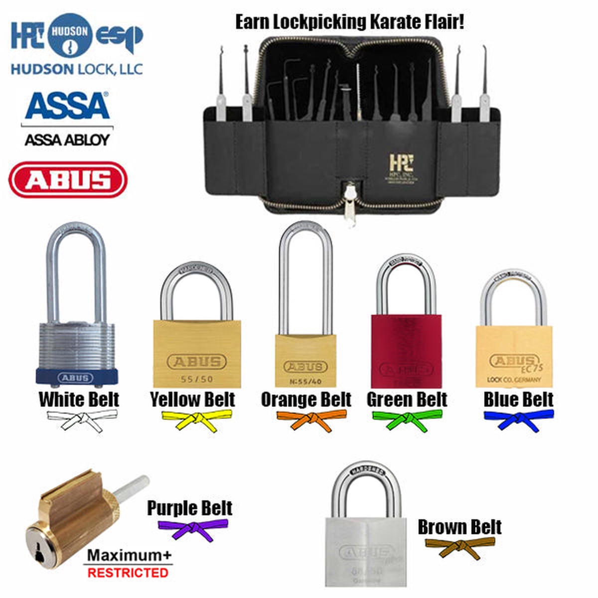 Reddit r/lockpicking Belt Ranking Lock Bundle, Beginner through Intermediate