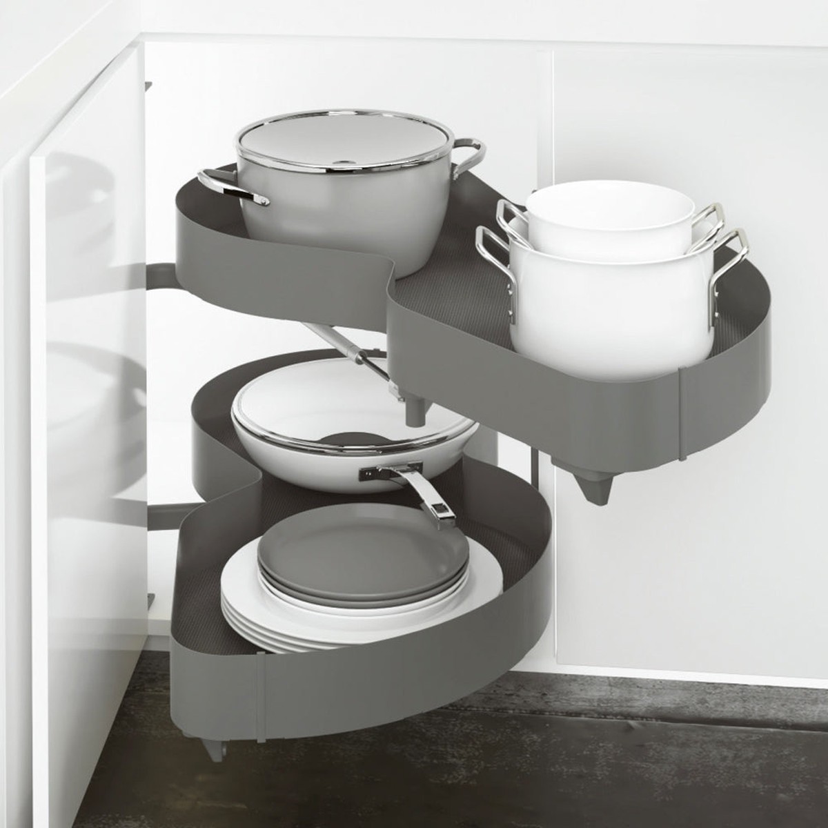 Corner Kidney Shaped - Pull-out Lazy Susan for Pie-shaped Corners
