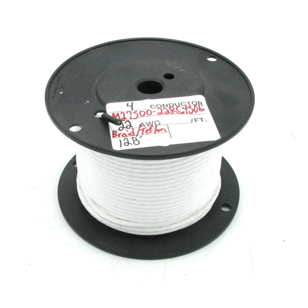 M27500-22RC4S06 22/4 Shielded Silver Plated Copper PTFE Jacketed Wire, 128ft