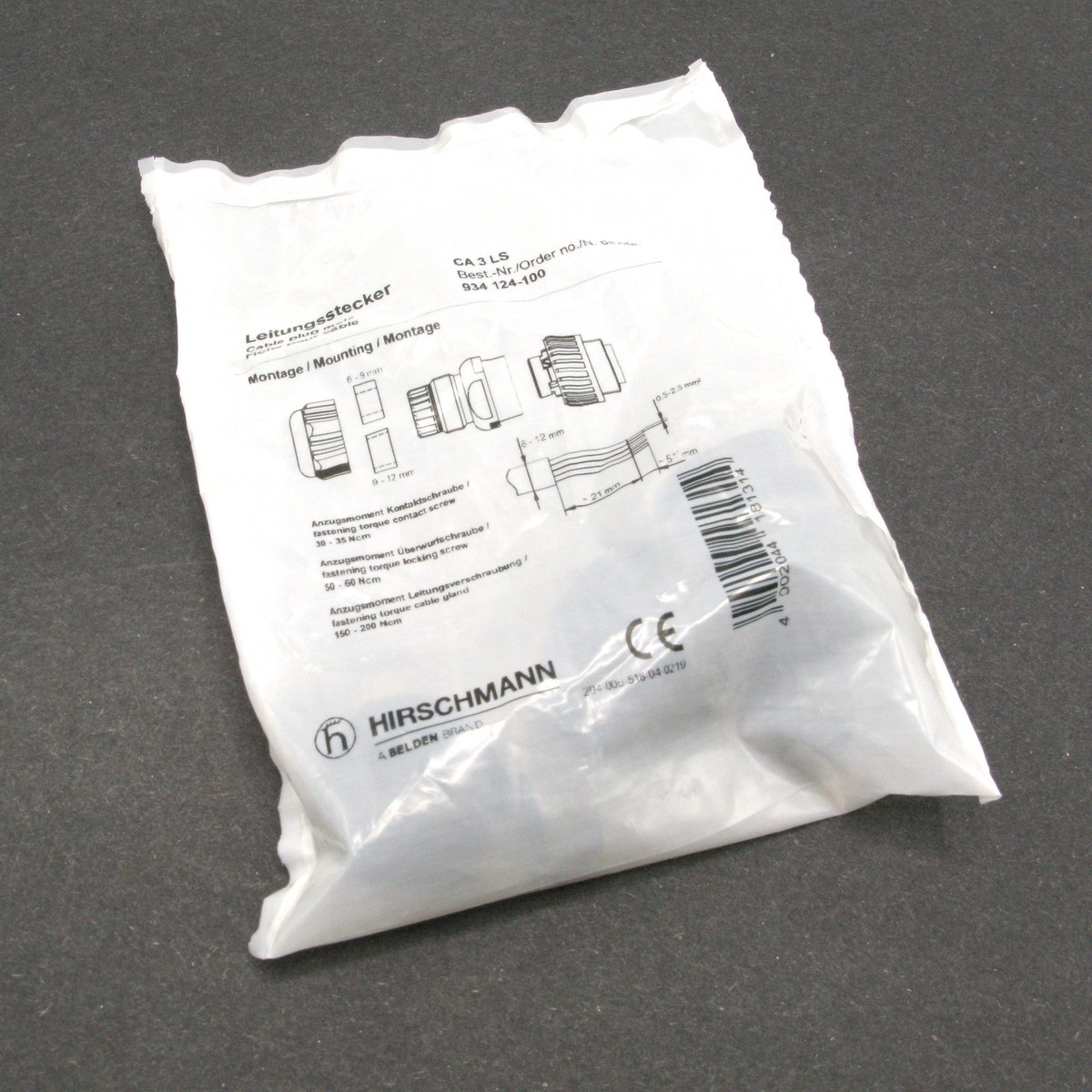 Hirschmann CA 3 LS 4-pin Straight Cable Plug