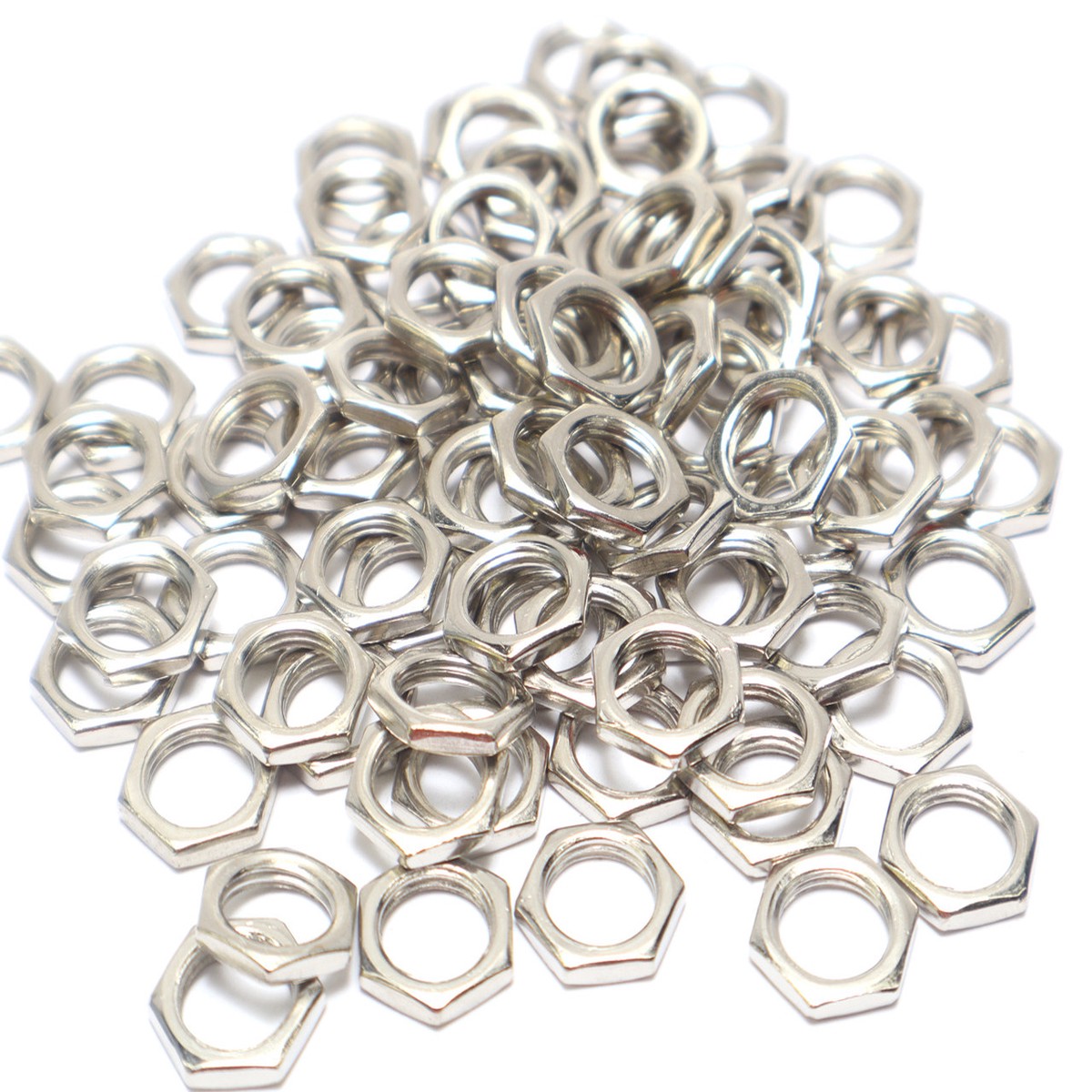 3/8-32 Hex Nuts, Nickel-Plated Brass, 50pcs