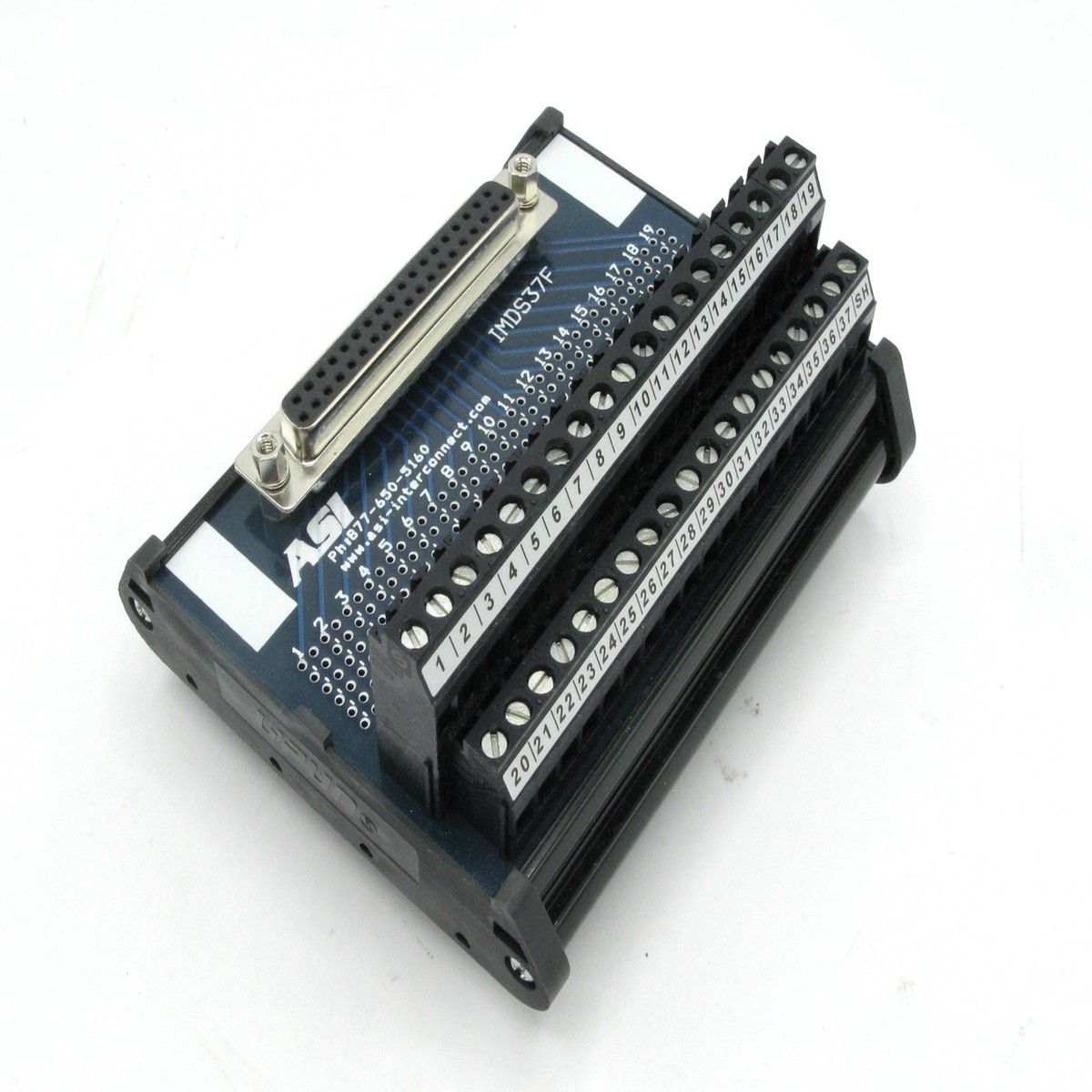 ASI IMDS37F Compact DB37 Female to Screw Terminal Interface Module, DIN Mount