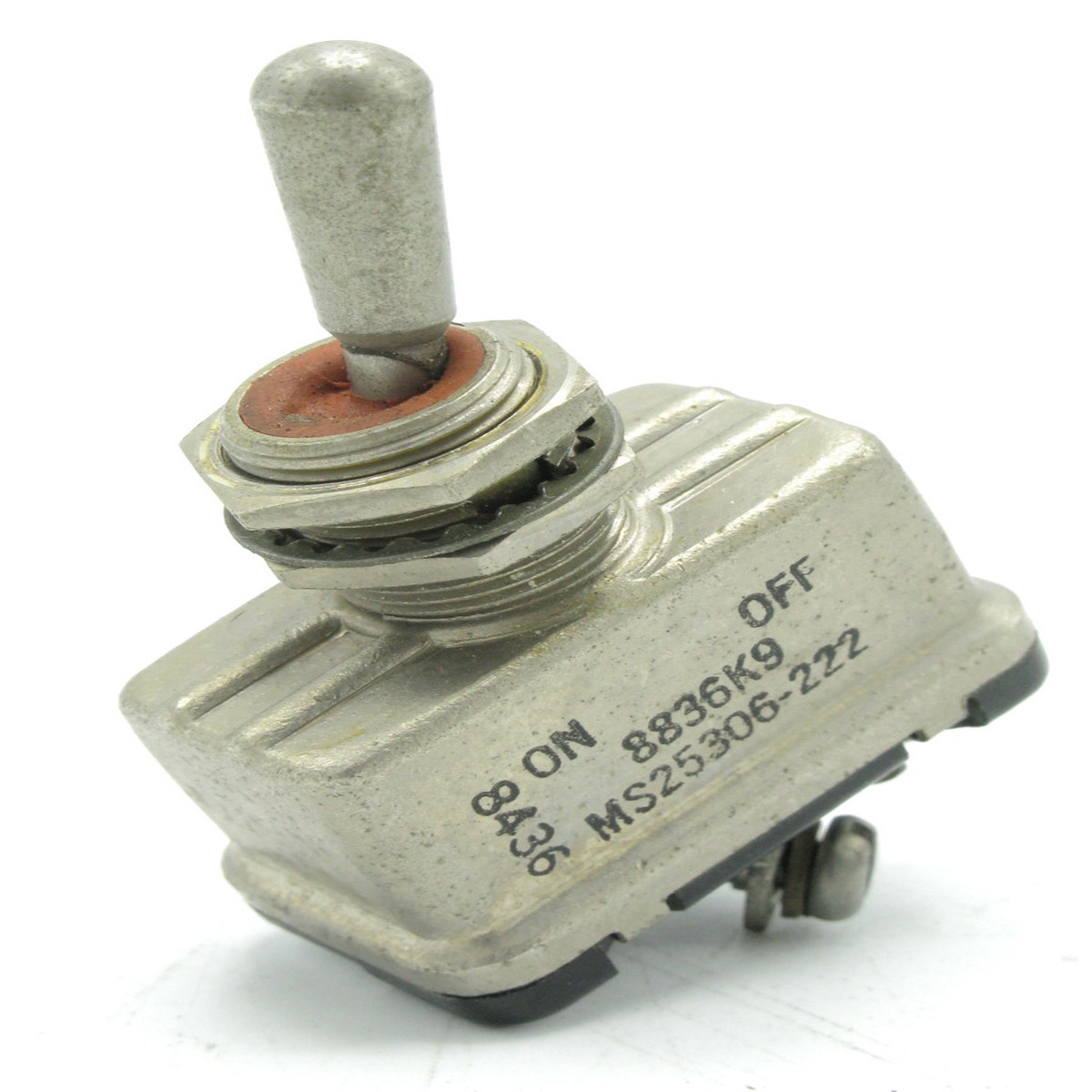 MS25306-222 Panel Mount Toggle Switch, SPST, 28VDC, 25 Amp