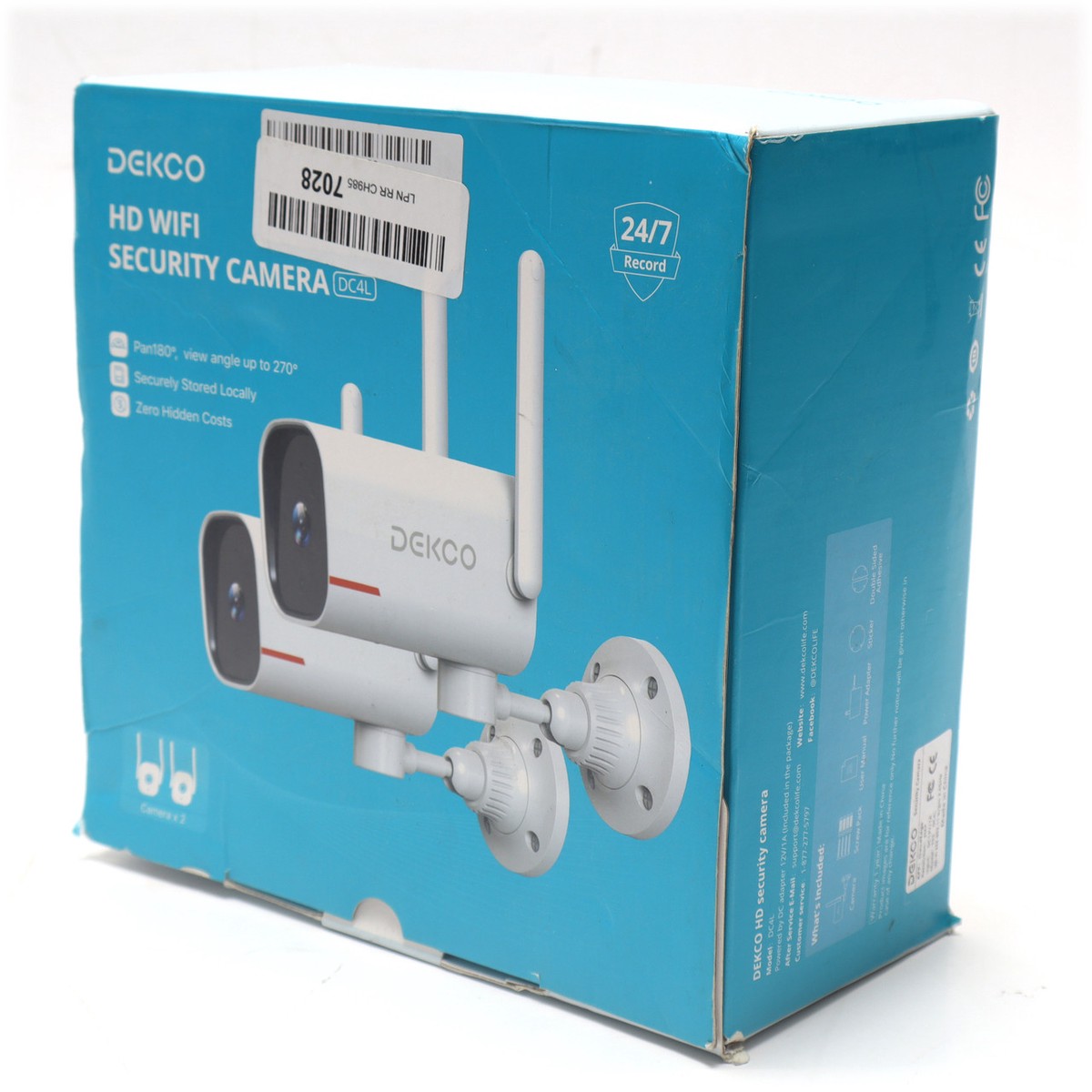 DEKCO DC4L 180-degree Pan Wired Outdoor Security Cameras, 2-pack