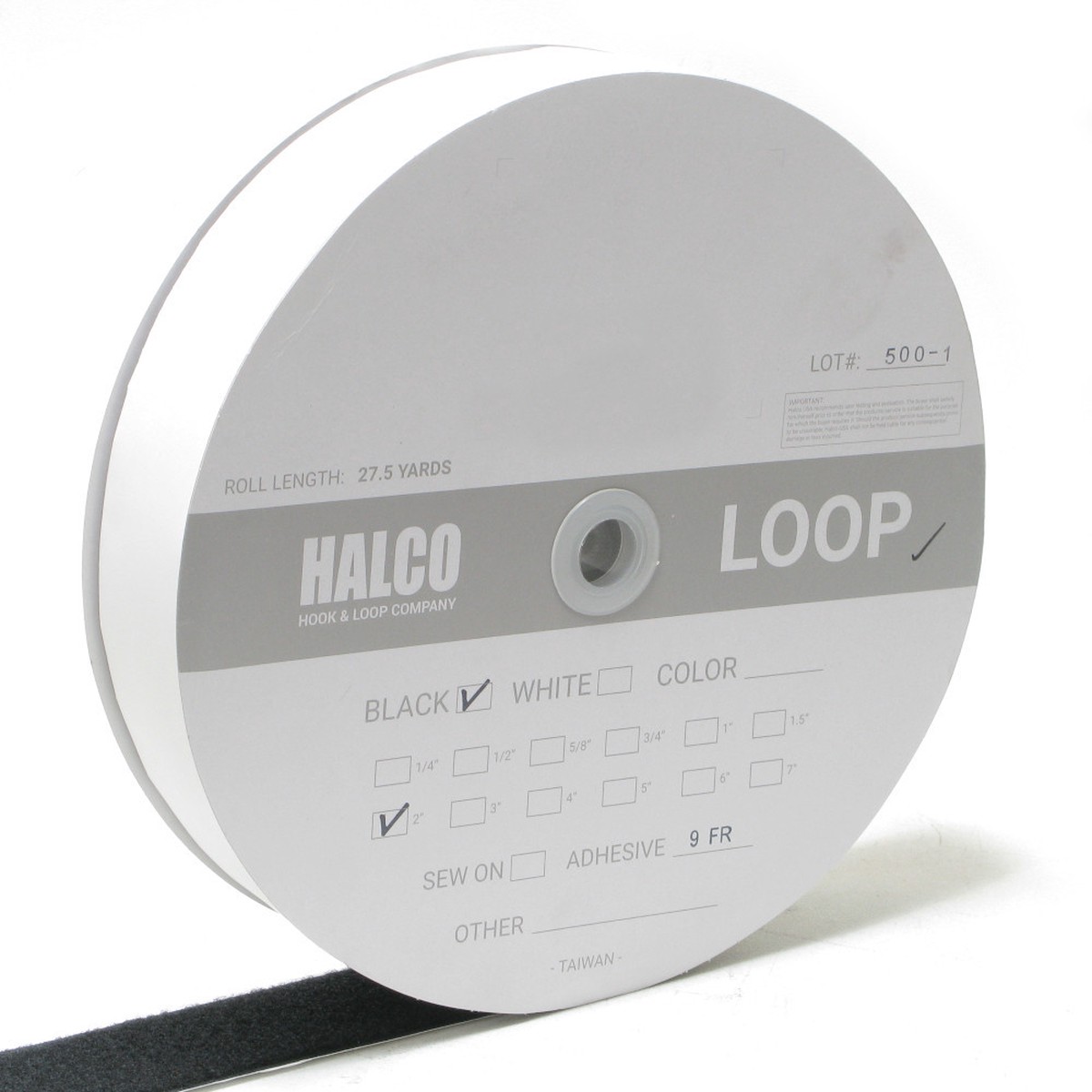 2 Inch Wide Black Adhesive-Backed Loop Side of Hook and Loop Fastener
