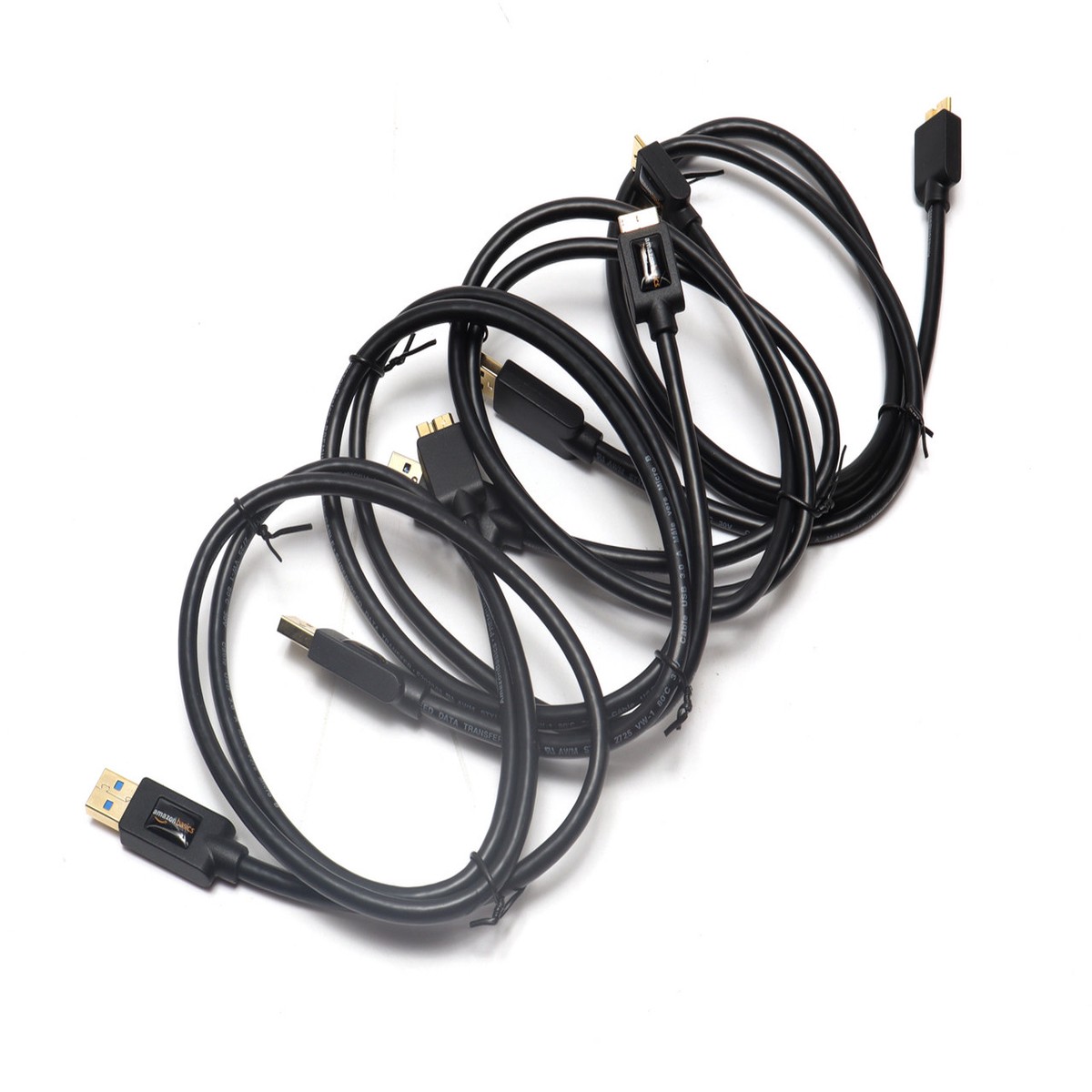 AmazonBasics USB 3.0 Cable, USB-A Male to Micro B, Black, 3ft, 4pk